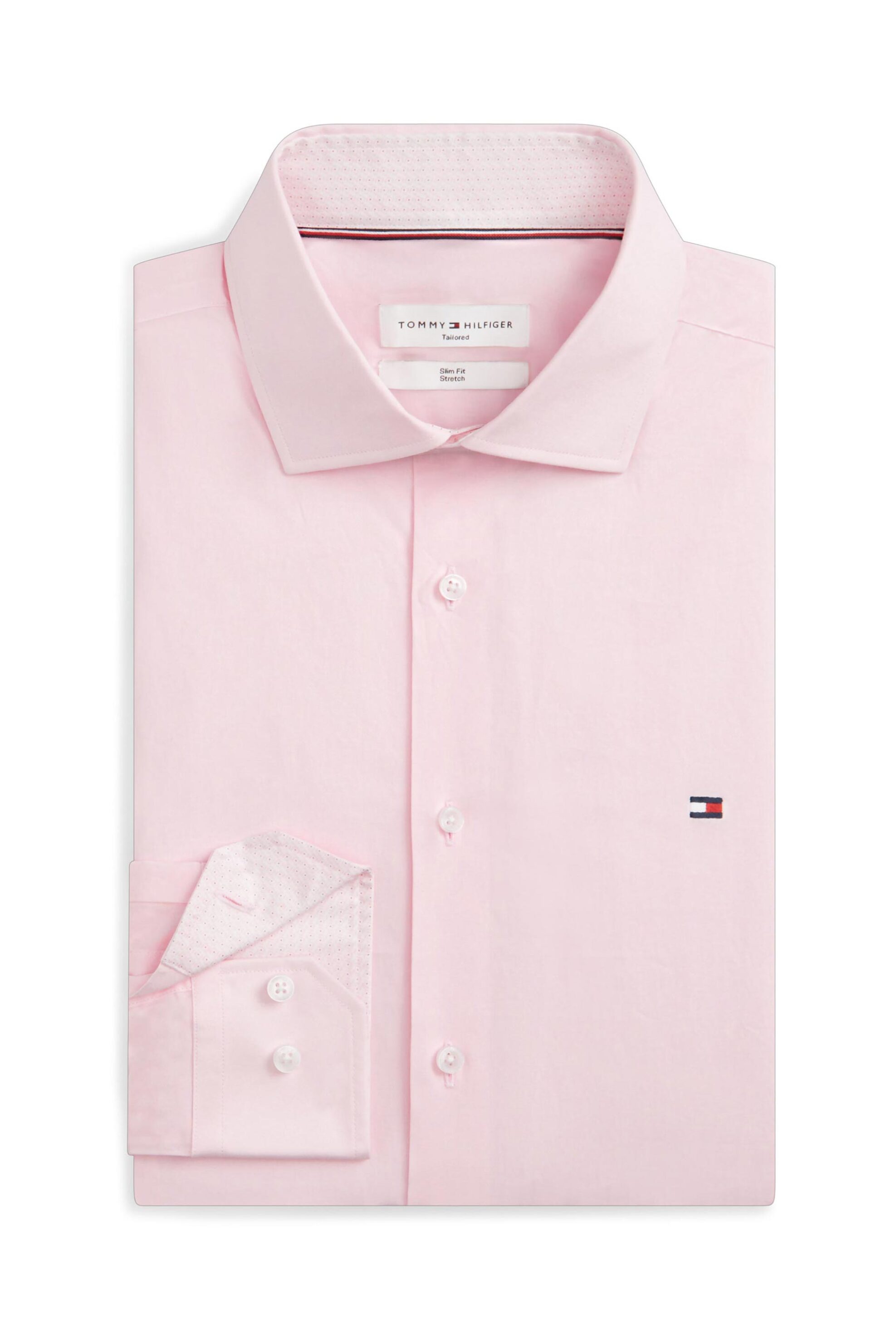 Tommy Hilfiger Ανδρικό Πουκάμισο με Κεντημένο Λογότυπο Slim Fit - Mw0Mw43749 Ροζ