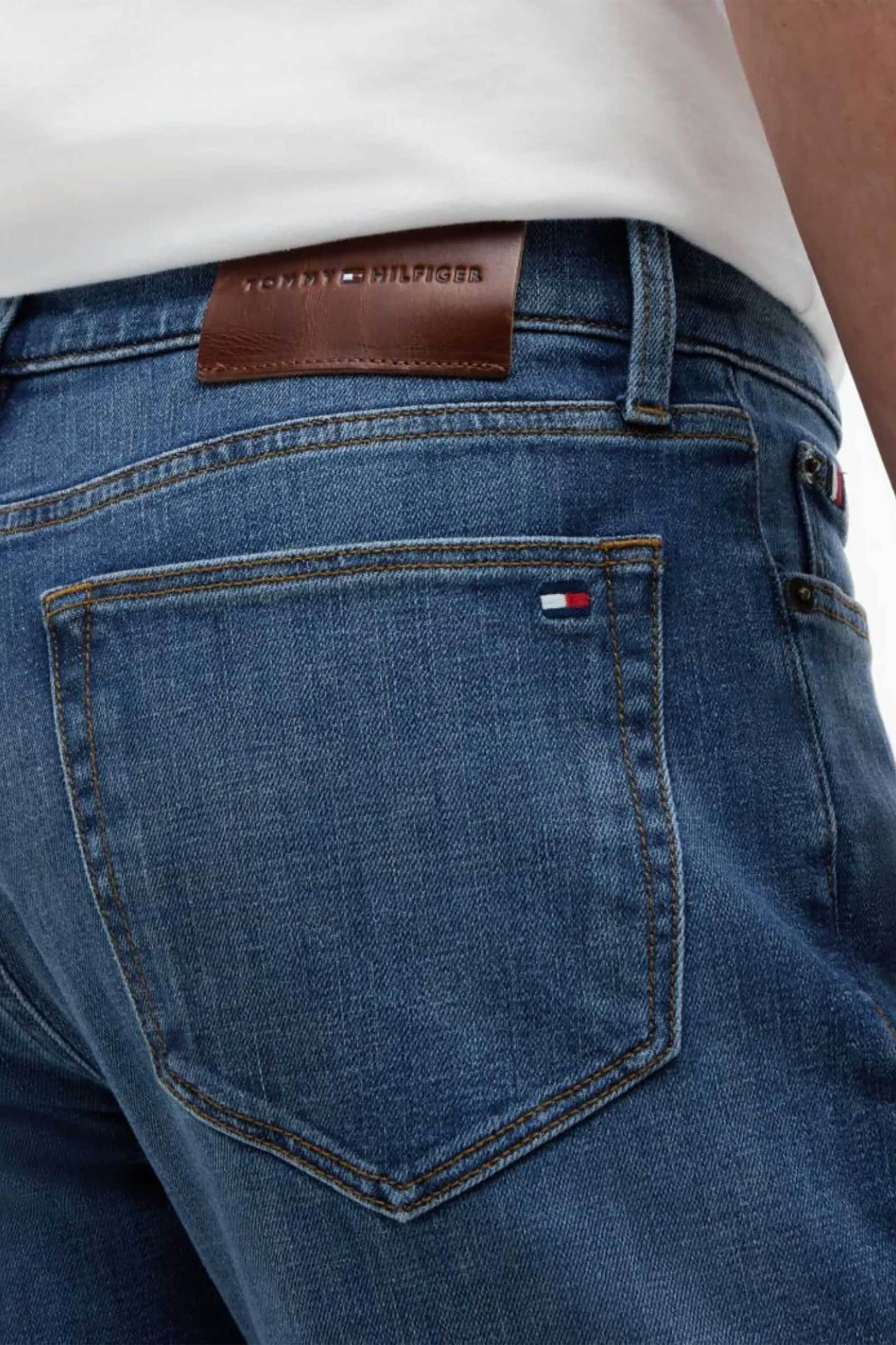 Tommy Hilfiger Ανδρικό Τζιν Παντελόνι Πεντάτσεπο Straight Fit - Mw0Mw44298 Denim Blue
