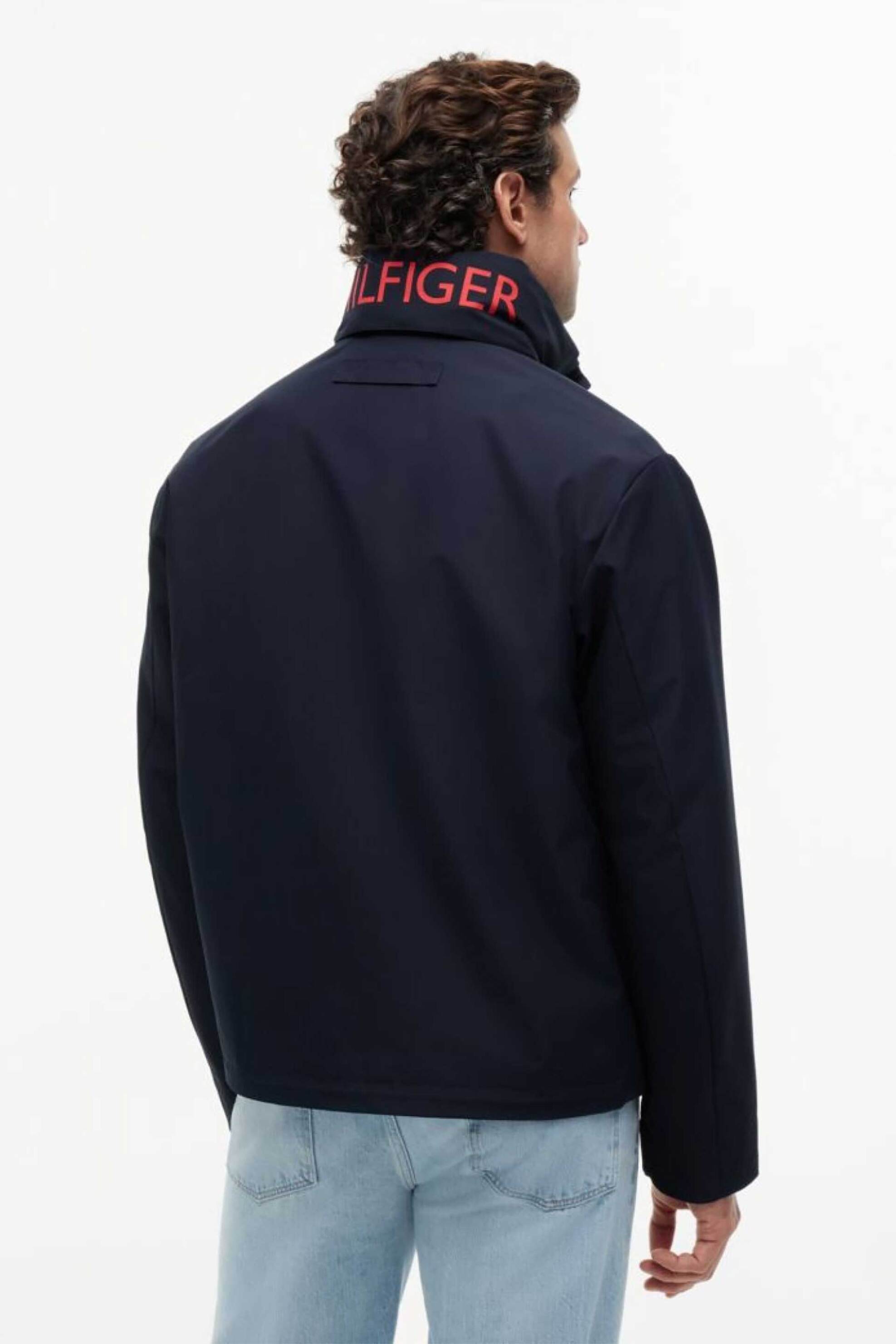 Tommy Hilfiger Ανδρικό Jacket με Ψηλό Γιακά Λογότυπο Regular Fit - Mw0Mw44299 Μπλε Σκούρο