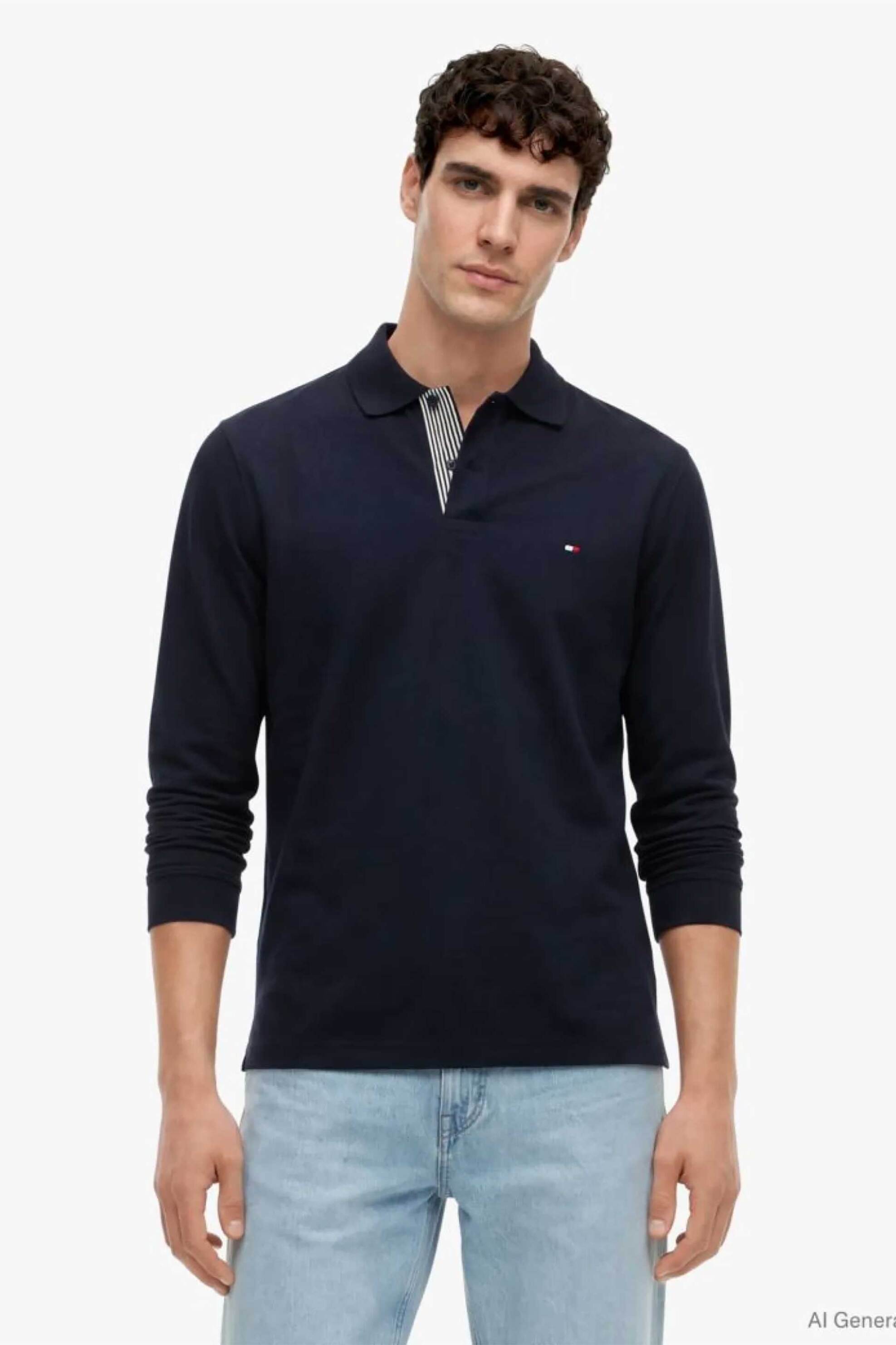 Tommy Hilfiger ανδρική μπλούζα πόλο με κεντημένο λογότυπο Regular Fit - MW0MW44339 Μπλε Σκούρο