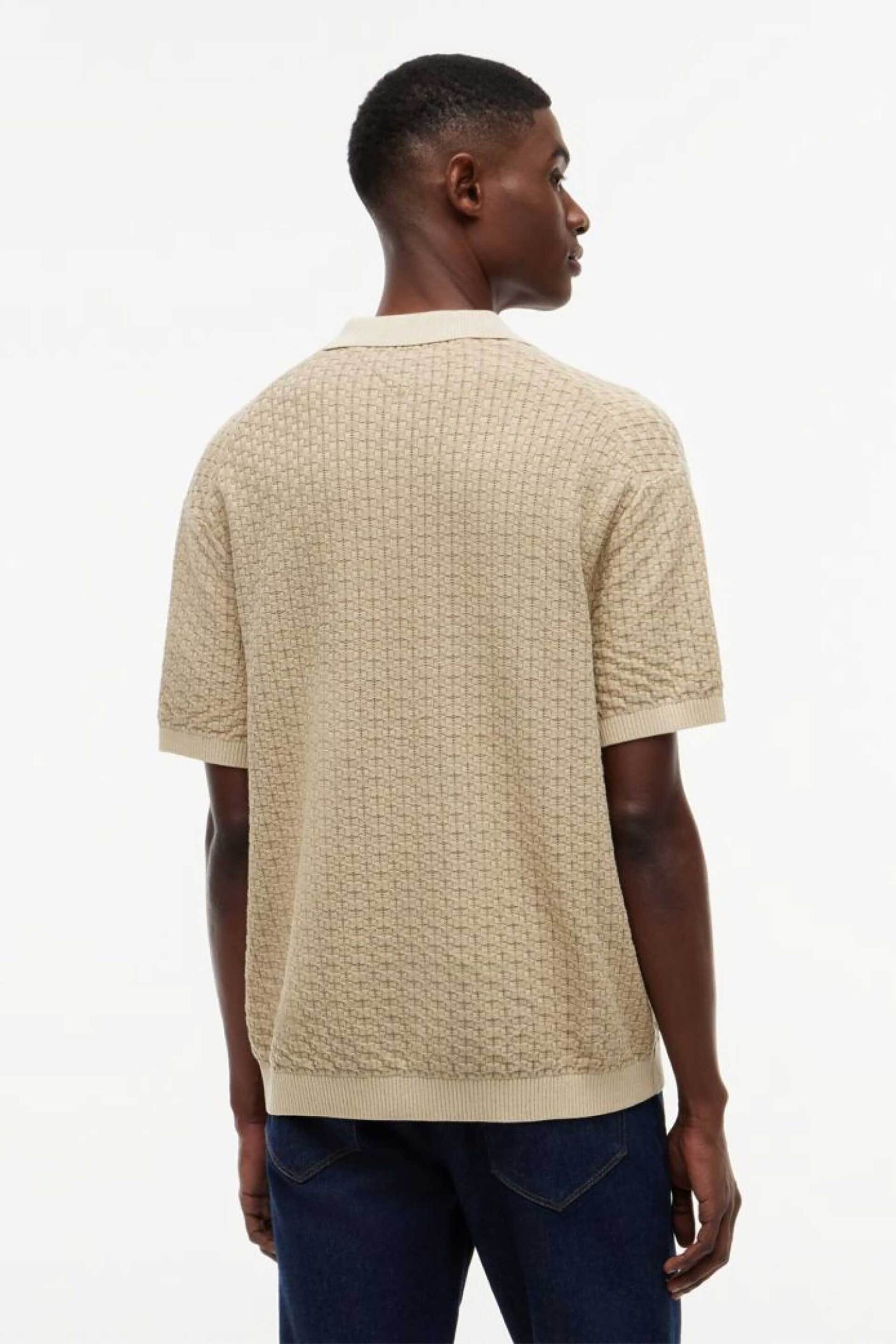 Tommy Hilfiger Ανδρική Πλεκτή Μπλούζα Πόλο Structured Relaxed Fit - Mw0Mw43246 Μπεζ