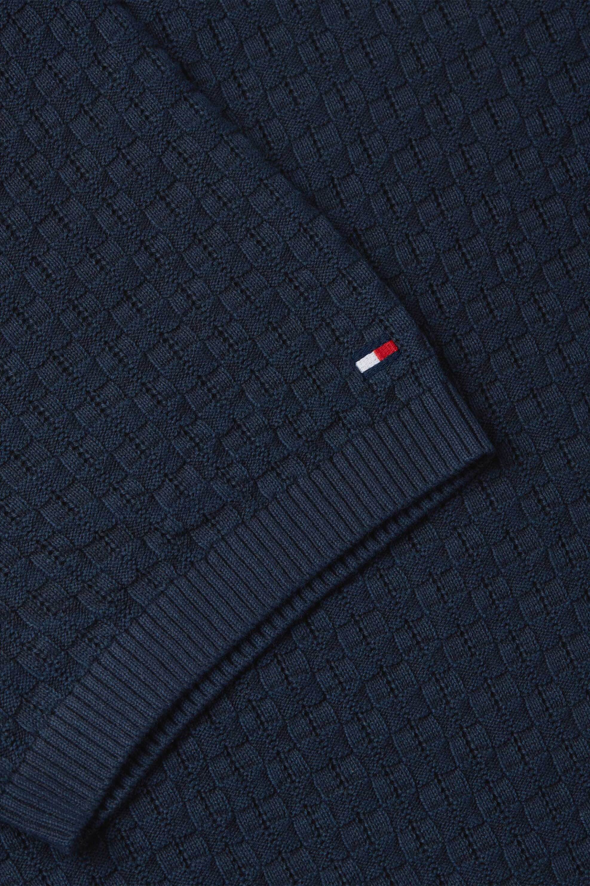 Tommy Hilfiger Ανδρική Πλεκτή Μπλούζα Πόλο Structured Relaxed Fit - Mw0Mw43246 Μπλε Navy