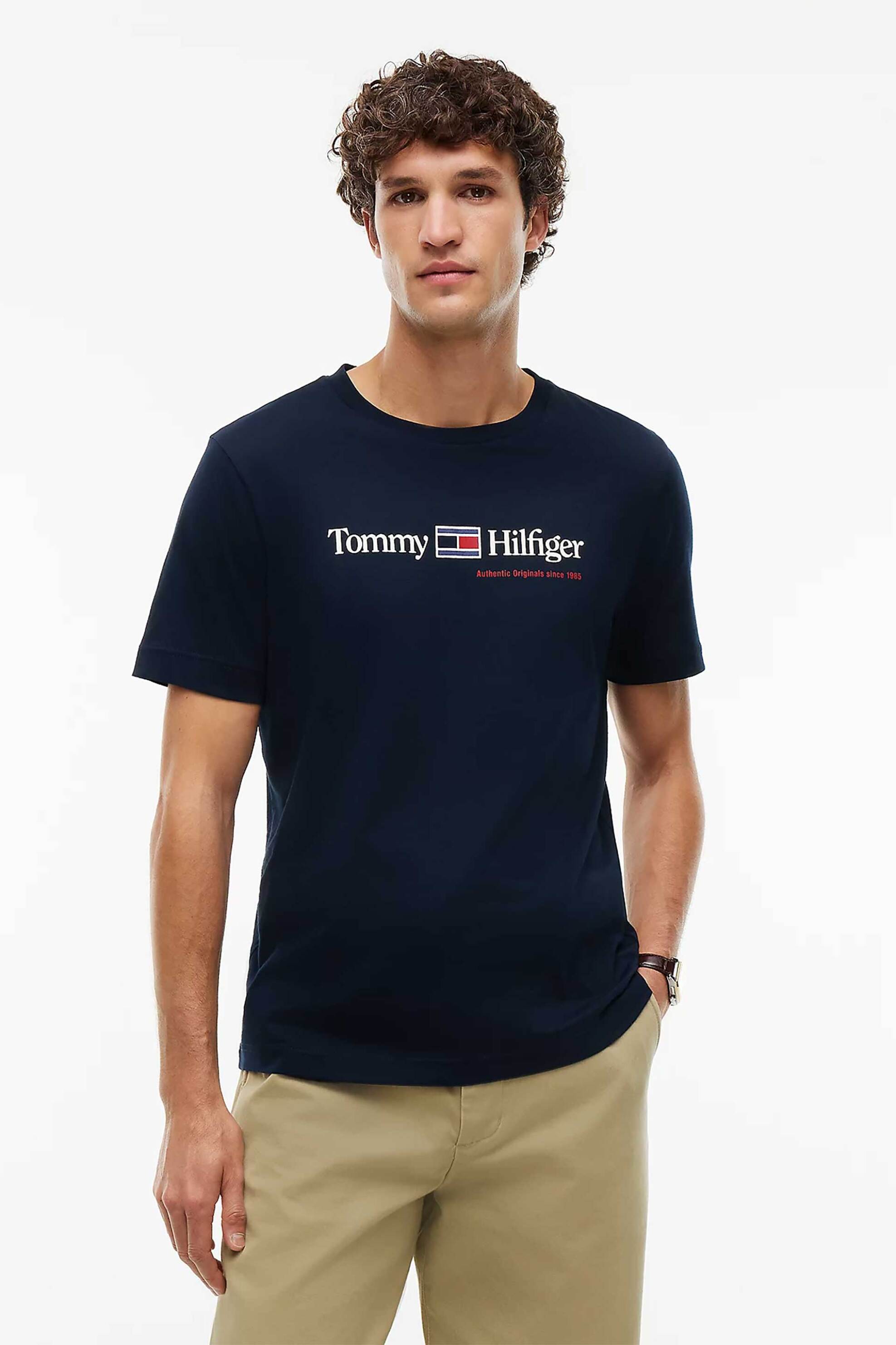 Tommy Hilfiger ανδρικό T-shirt με graphic logo print Regular Fit - MW0MW44875 Σκούρο Μπλε
