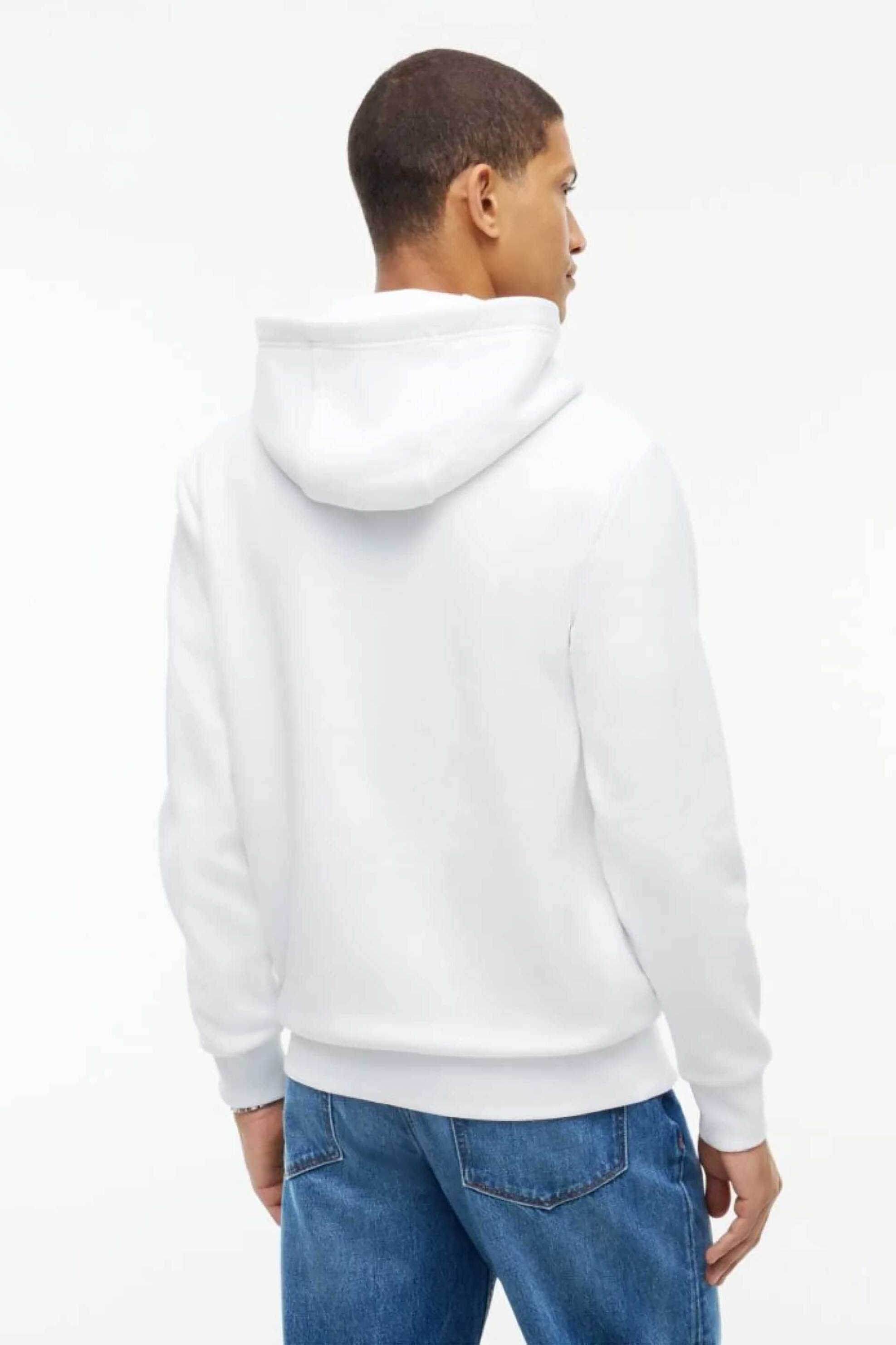 Tommy Hilfiger Ανδρική Μπλούζα Φούτερ με Κουκούλα Και Graphic Logo Print Regular Fit - Mw0Mw44935 Λευκό