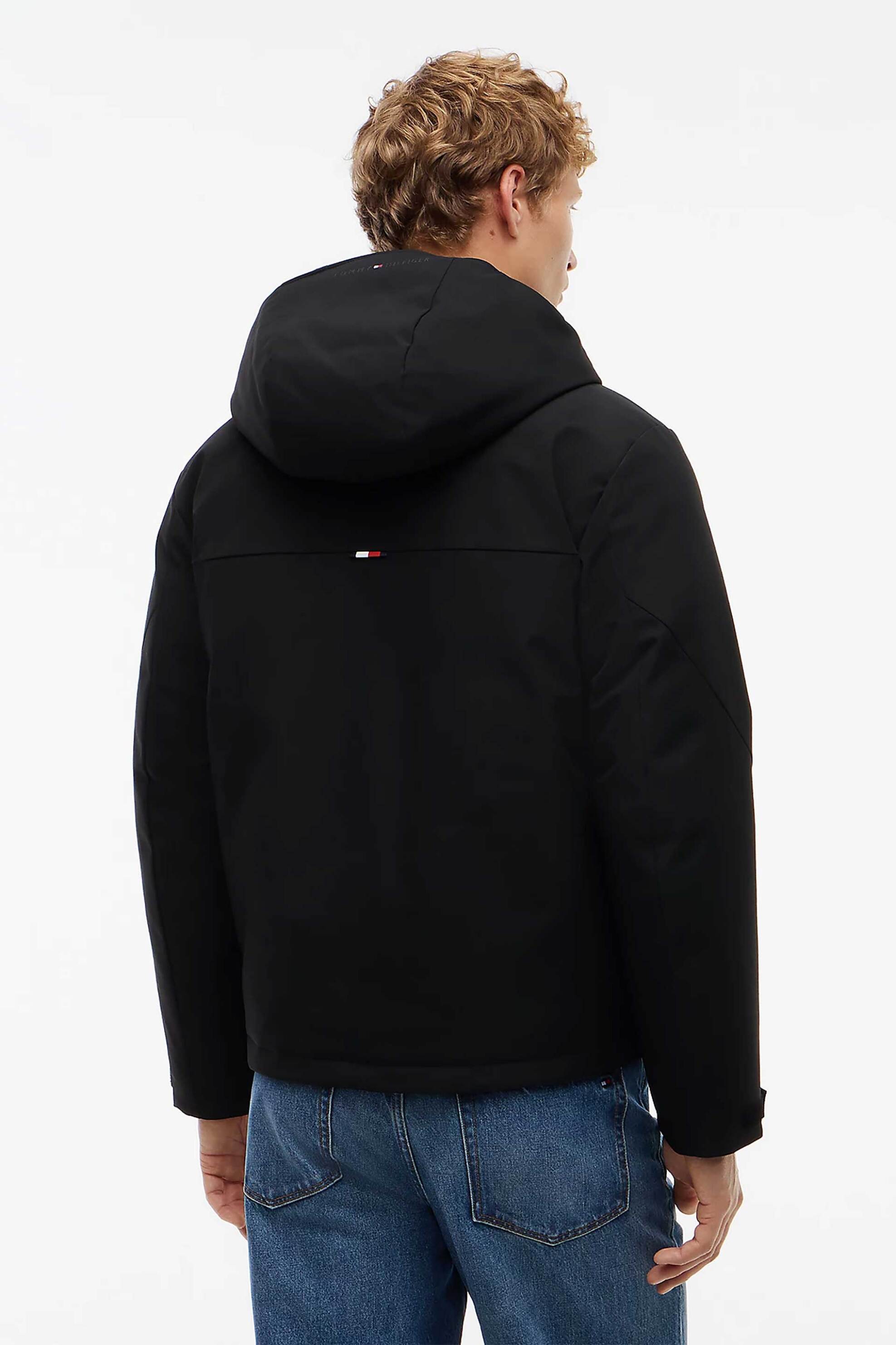 Tommy Hilfiger Ανδρικό Αδιάβροχο Μπουφάν με Κουκούλα Regular Fit - Mw0Mw44978 Μαύρο