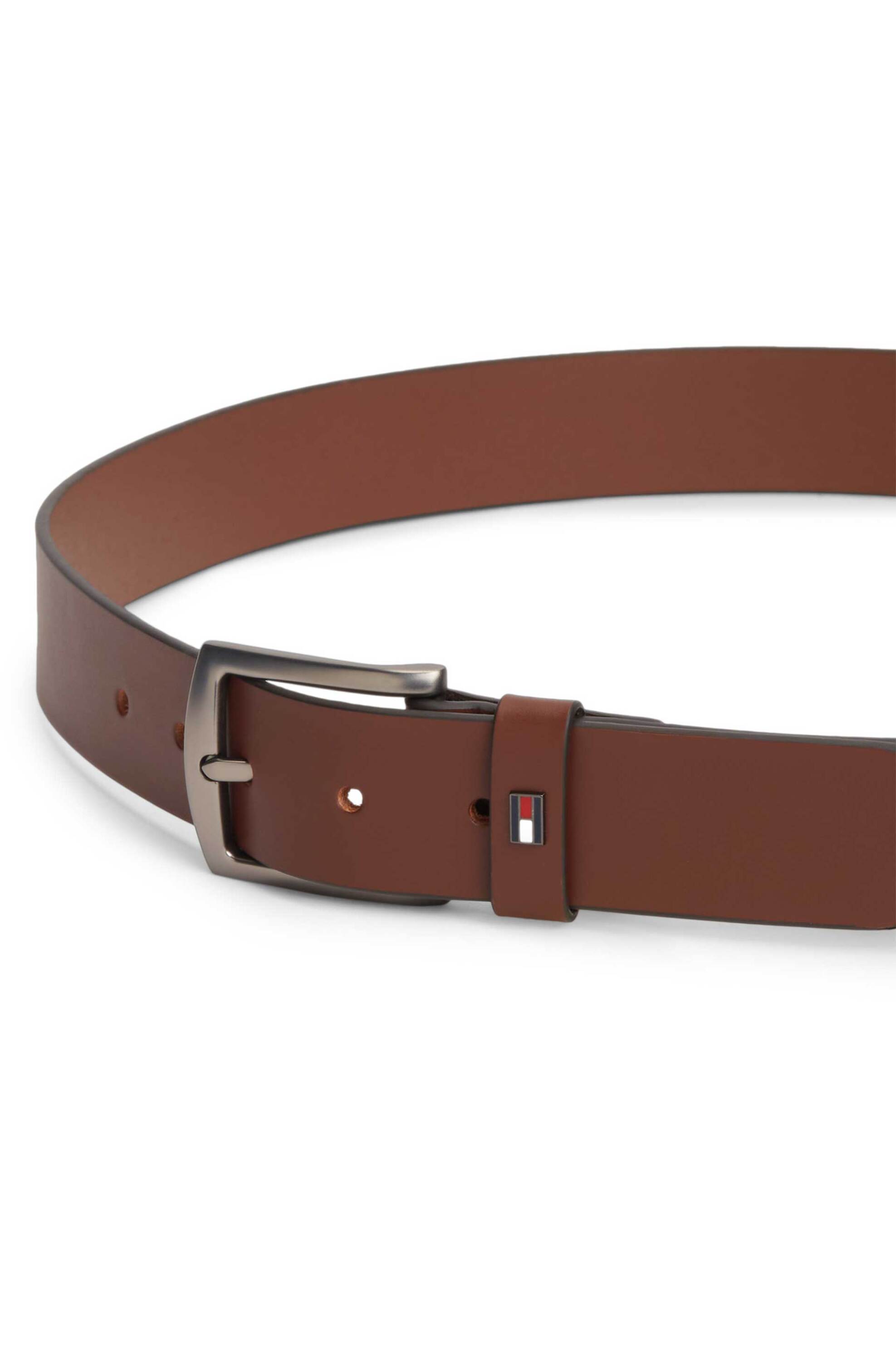 Tommy Hilfiger Ανδρική Δερμάτινη Ζώνη με Λογότυπο - Am0Am13536 Καφέ