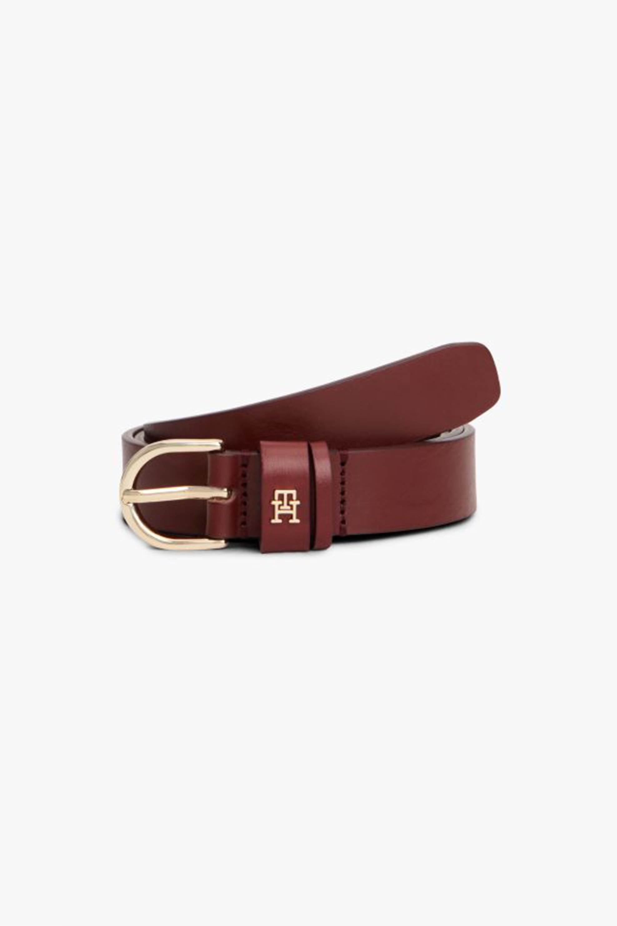TOMMY HILFIGER Tommy Hilfiger γυναικεία δερμάτινη ζώνη με μεταλλικό monogram "Essential Effortless 2.5" - AW0AW16836 Μπορντό