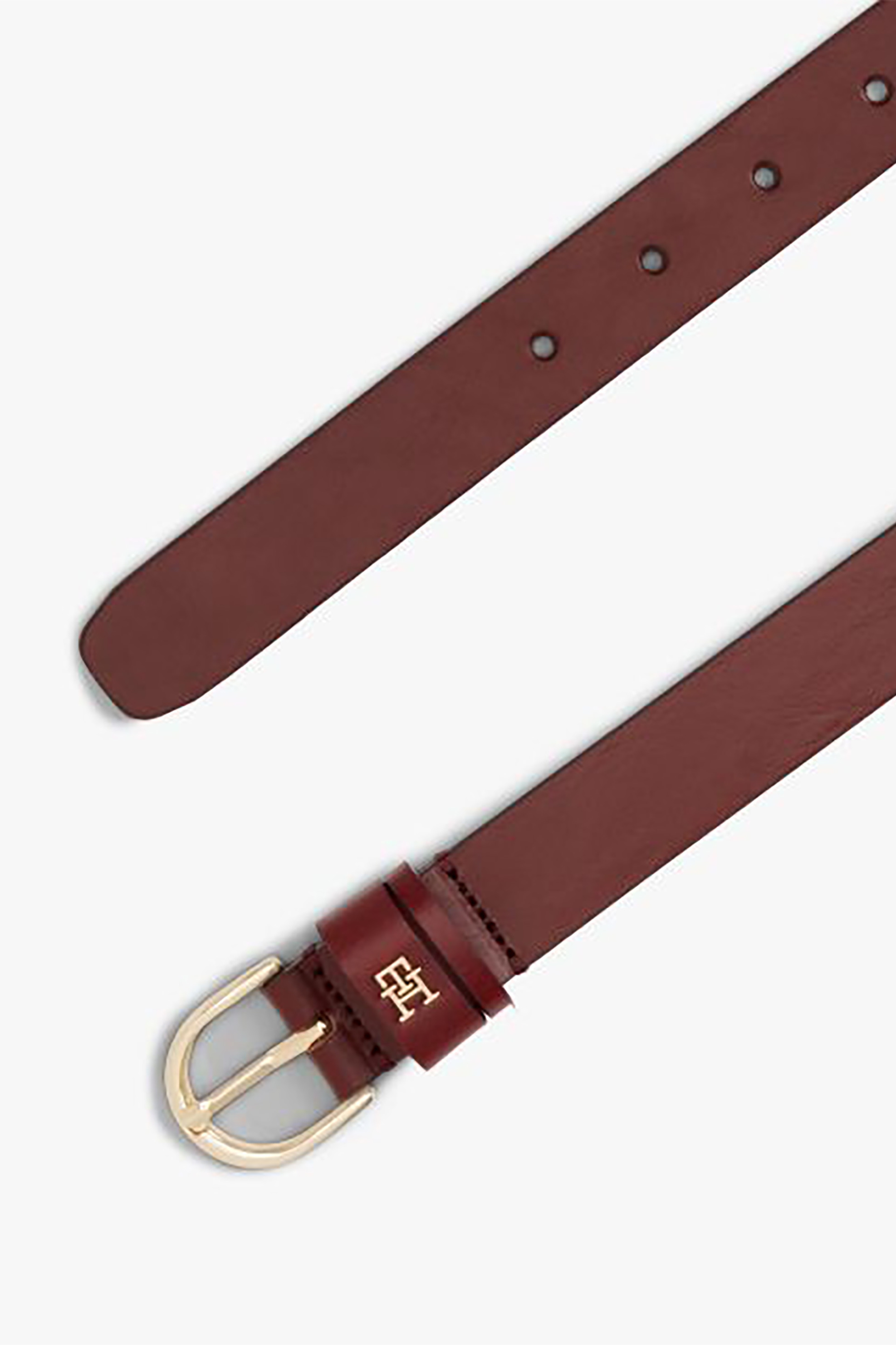 Tommy Hilfiger γυναικεία δερμάτινη ζώνη με μεταλλικό monogram "Essential Effortless 2.5" - AW0AW16836 Μπορντό φωτογραφία