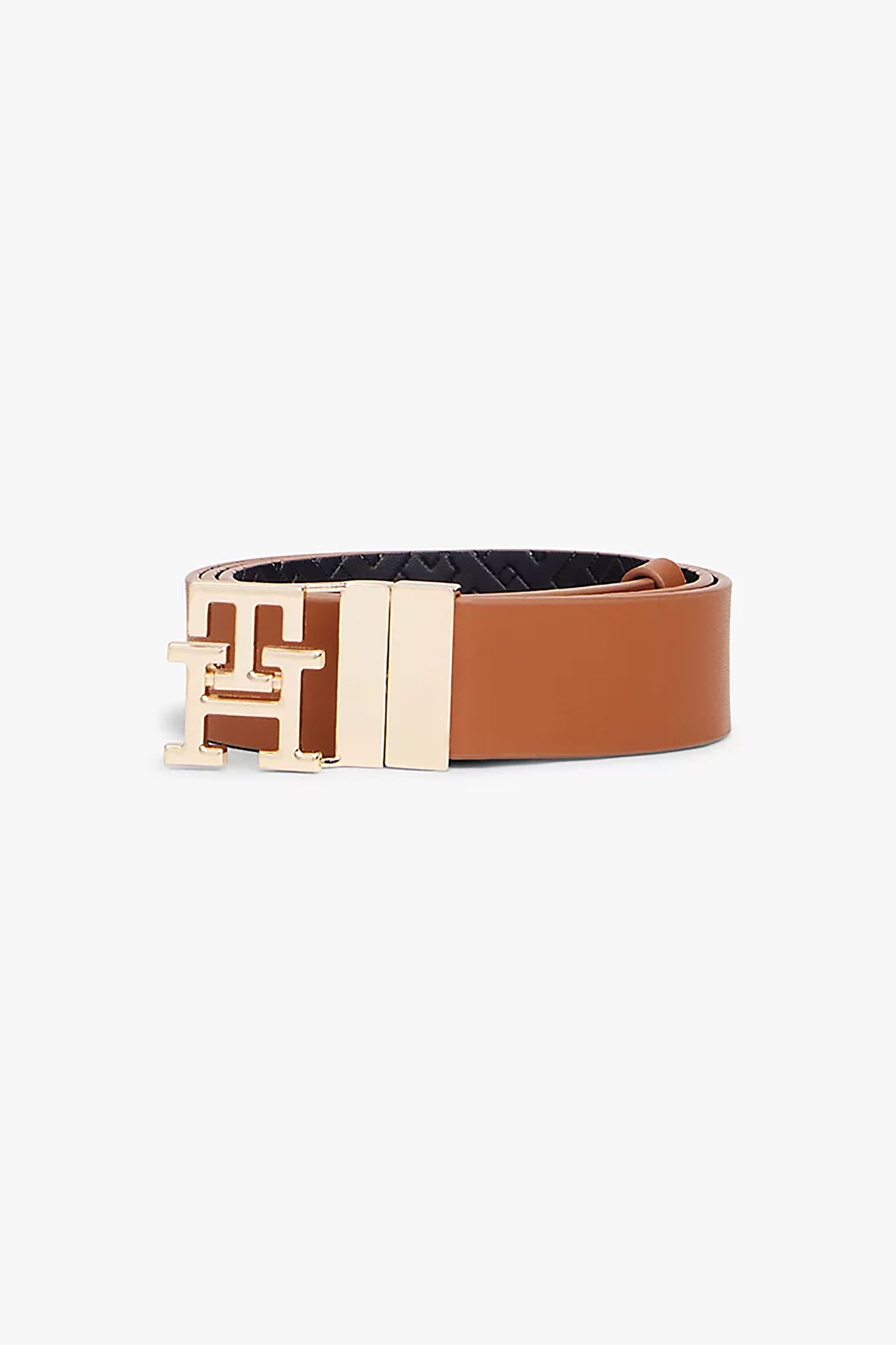 Tommy Hilfiger γυναικεία δερμάτινη ζώνη με μεταλλικό monogram "The Modern 3.0" - AW0AW18019 Ταμπά