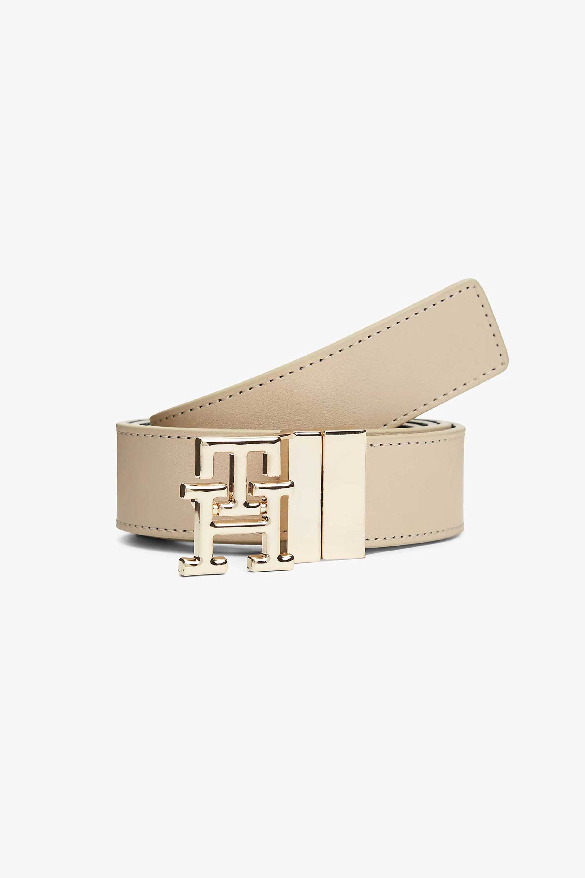 Tommy Hilfiger γυναικεία δερμάτινη ζώνη διπλής όψης με μεταλλικό monogram - AW0AW18256 Μπλε Σκούρο