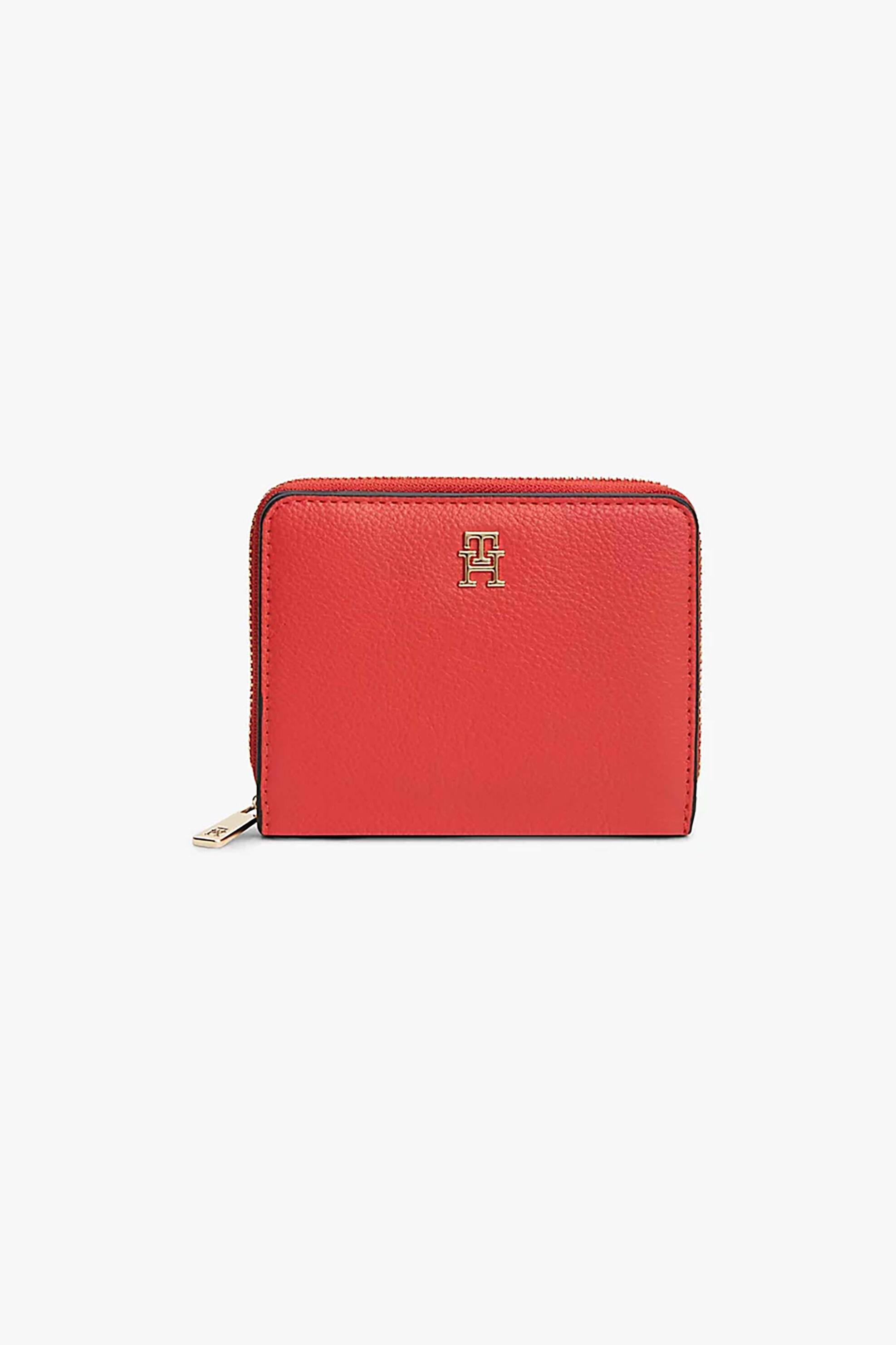 Tommy Hilfiger γυναικείο πορτοφόλι με μεταλλικό μονόγραμμα - AW0AW18475 Κόκκινο
