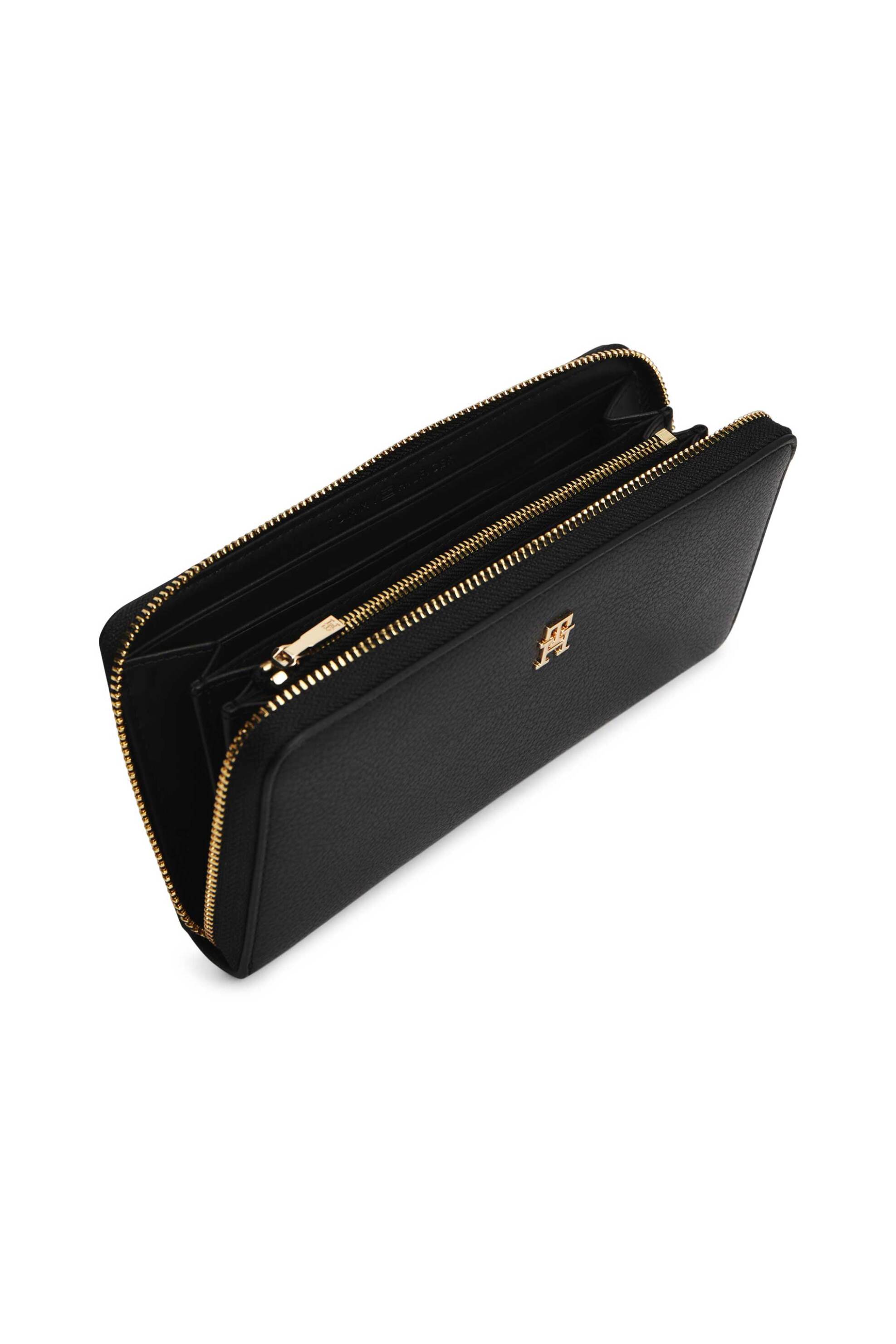 Tommy Hilfiger Γυναικείο Πορτοφόλι με Μεταλλικό Monogram - Aw0Aw18483 Μαύρο