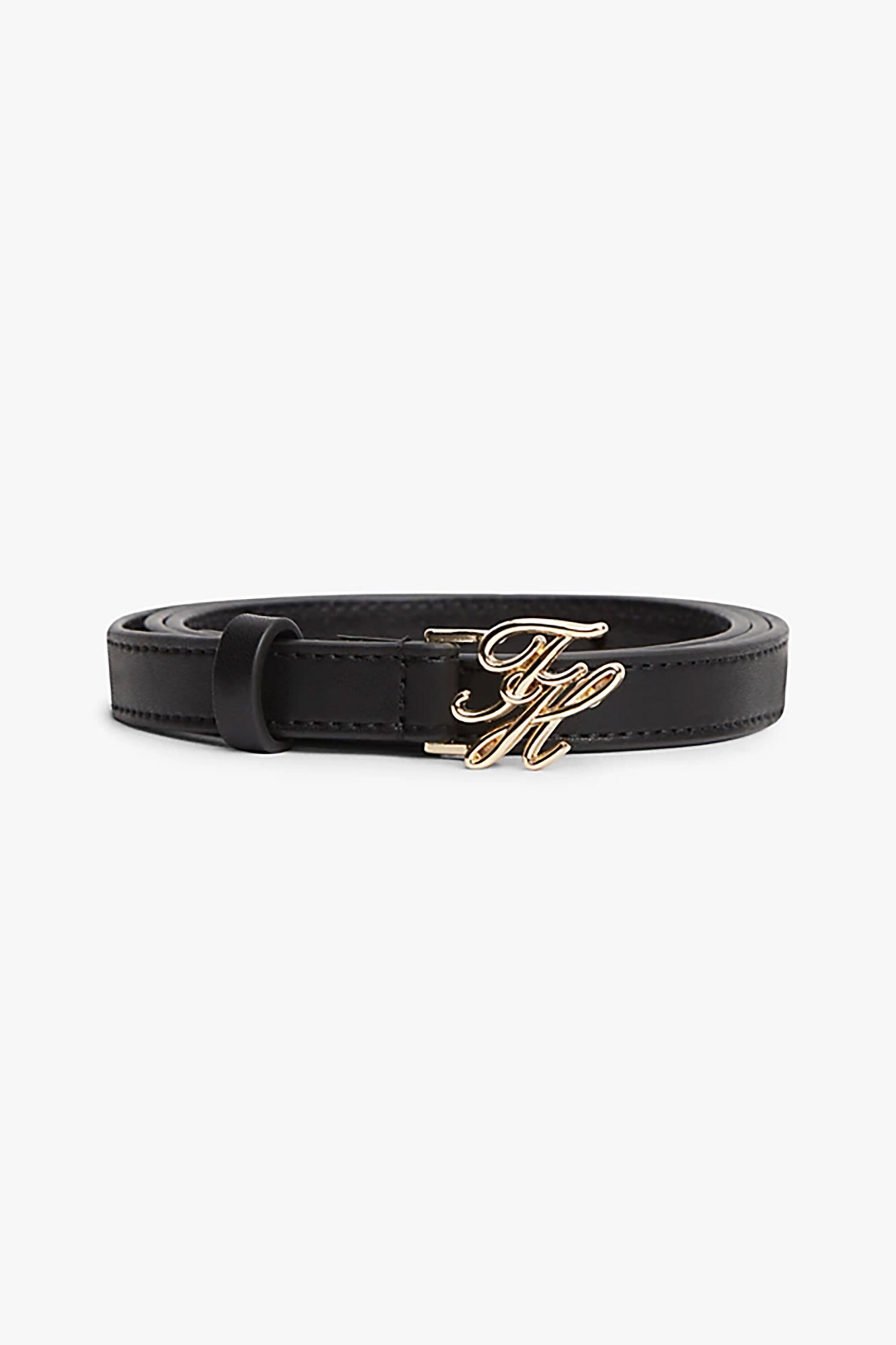 Tommy Hilfiger γυναικεία δερμάτινη ζώνη με μεταλλικό monogram - AW0AW18609 Μαύρο