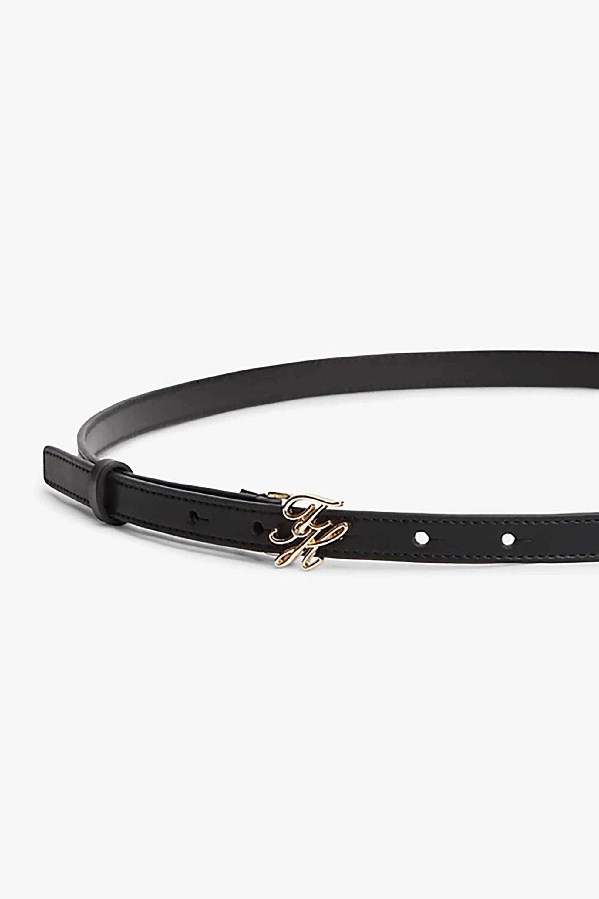 Tommy Hilfiger γυναικεία δερμάτινη ζώνη με μεταλλικό monogram - AW0AW18609 Μαύρο