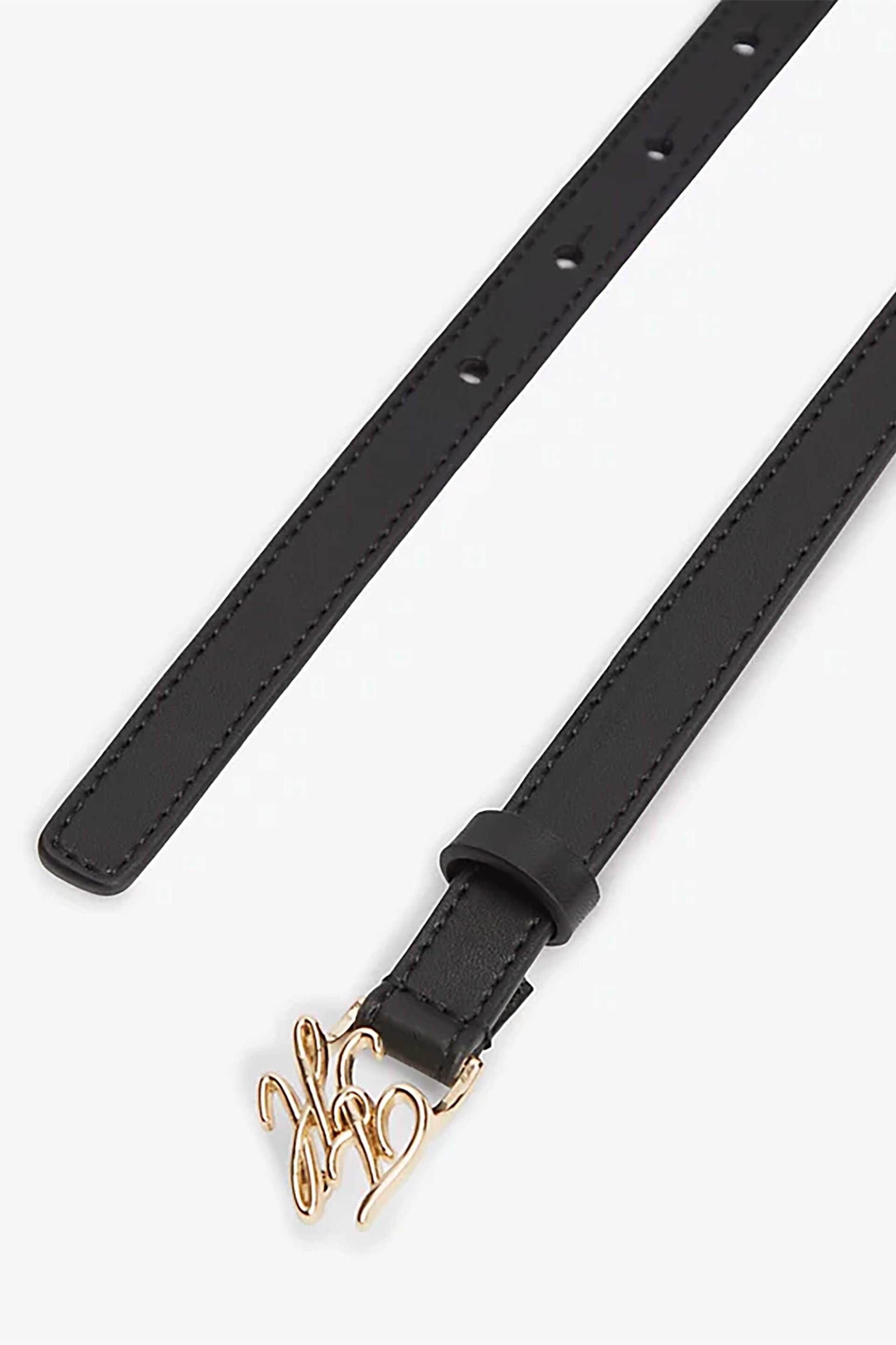 Tommy Hilfiger Γυναικεία Δερμάτινη Ζώνη με Μεταλλικό Monogram - Aw0Aw18609 Μαύρο