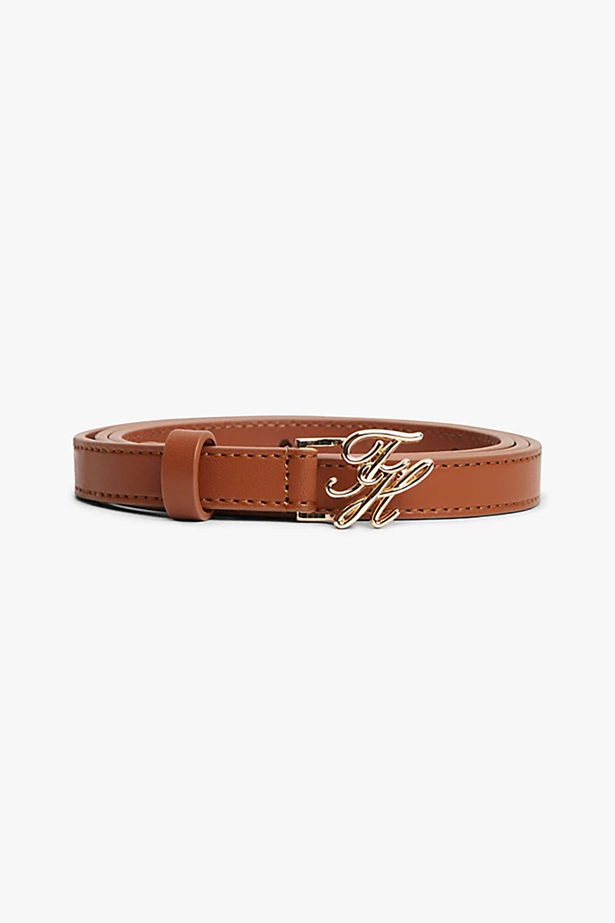 Tommy Hilfiger γυναικεία δερμάτινη ζώνη με μεταλλικό monogram - AW0AW18609 Ταμπά