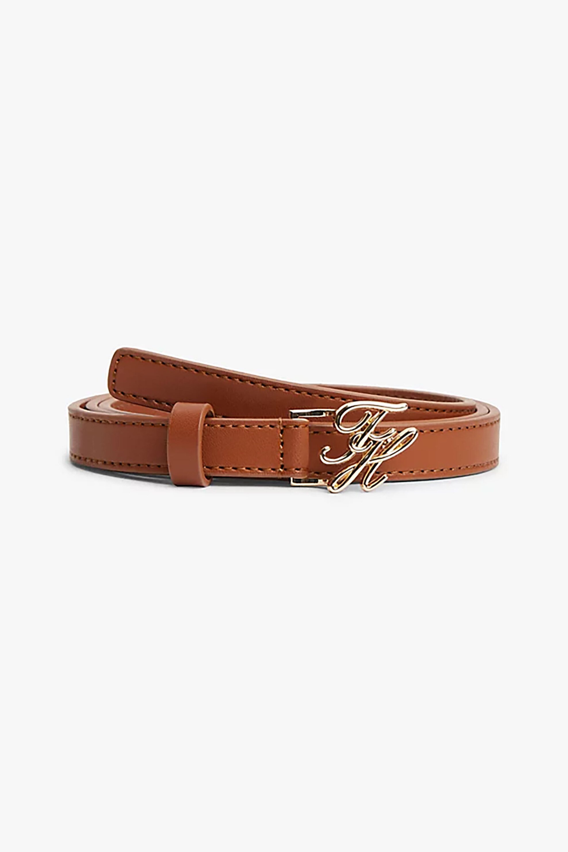Tommy Hilfiger γυναικεία δερμάτινη ζώνη με μεταλλικό monogram - AW0AW18609 Ταμπά