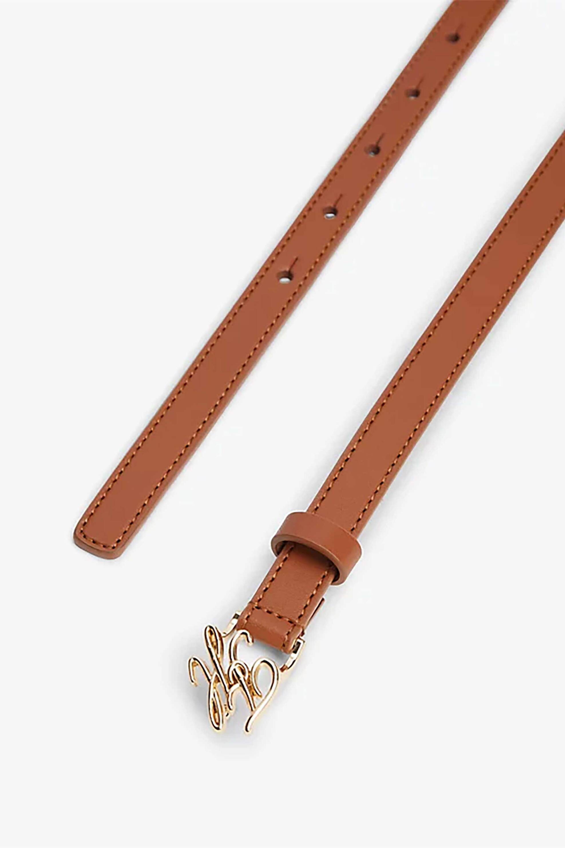 Tommy Hilfiger Γυναικεία Δερμάτινη Ζώνη με Μεταλλικό Monogram - Aw0Aw18609 Ταμπά