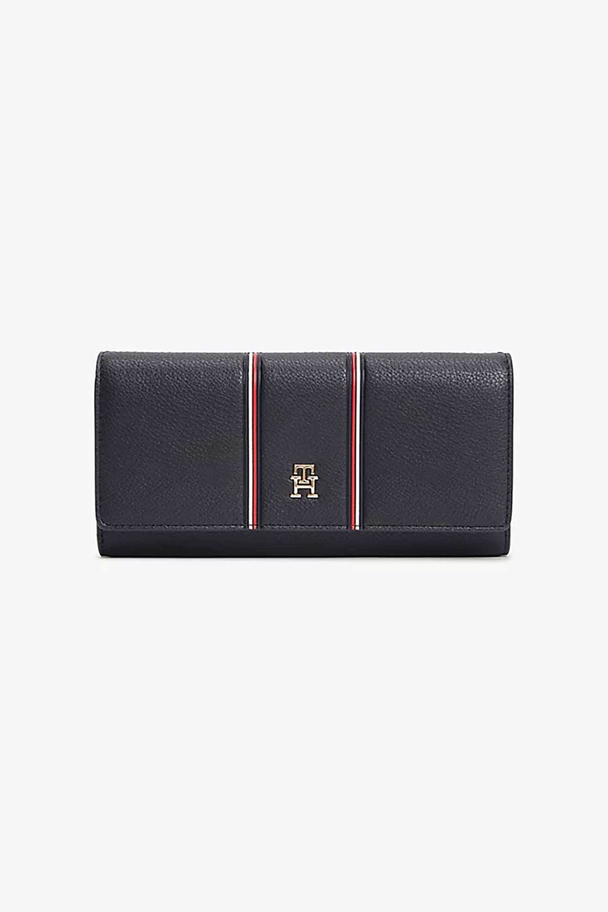 Tommy Hilfiger γυναικείο πορτοφόλι με μεταλλικό μονόγραμμα - AW0AW18656 Σκούρο Μπλε