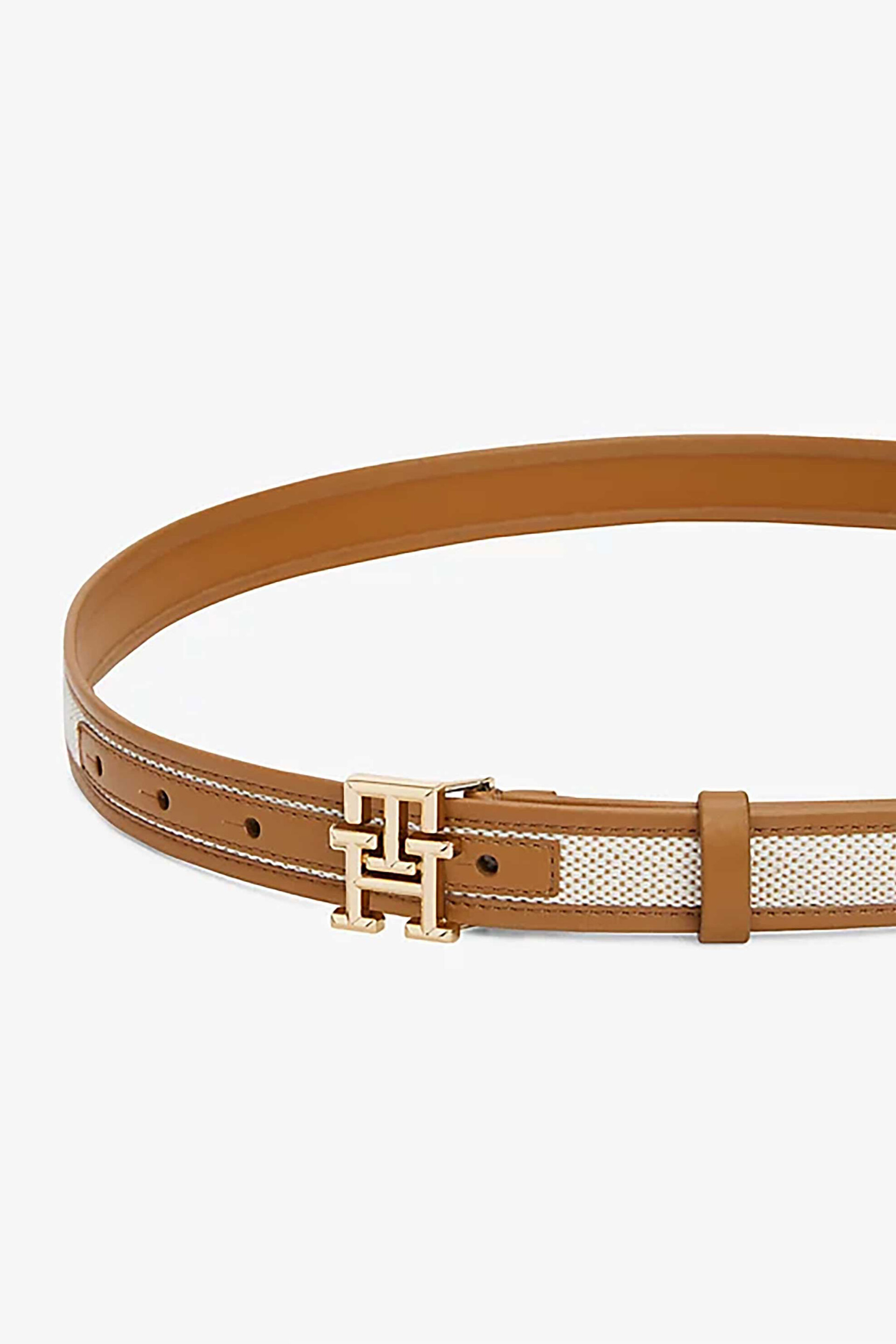 Tommy Hilfiger γυναικεία δερμάτινη ζώνη με μεταλλικό monogram - AW0AW17249 Ταμπά