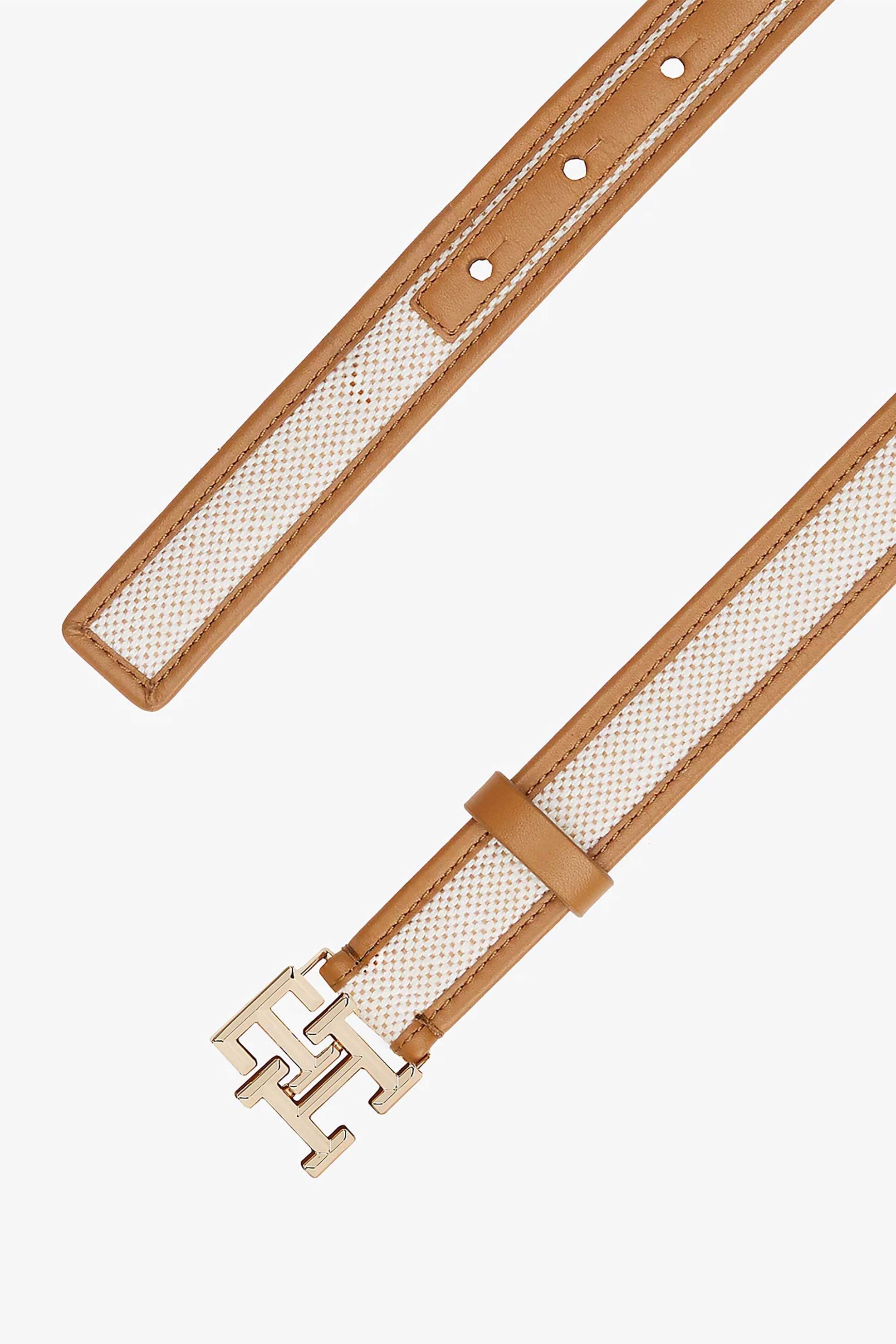 Tommy Hilfiger Γυναικεία Δερμάτινη Ζώνη με Μεταλλικό Monogram - Aw0Aw17249 Ταμπά
