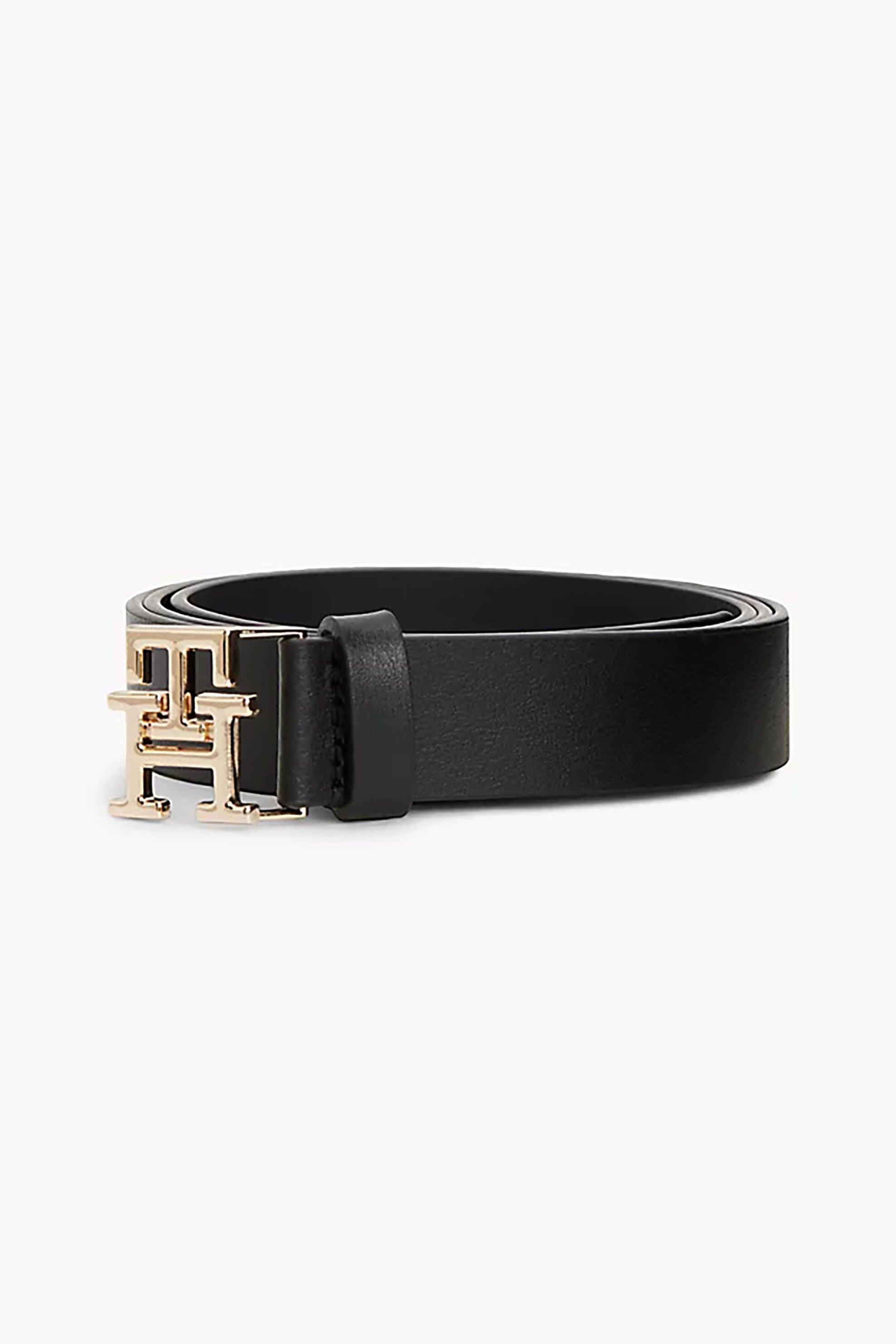 Tommy Hilfiger γυναικεία δερμάτινη ζώνη με μεταλλικό monogram - AW0AW17496 Μαύρο