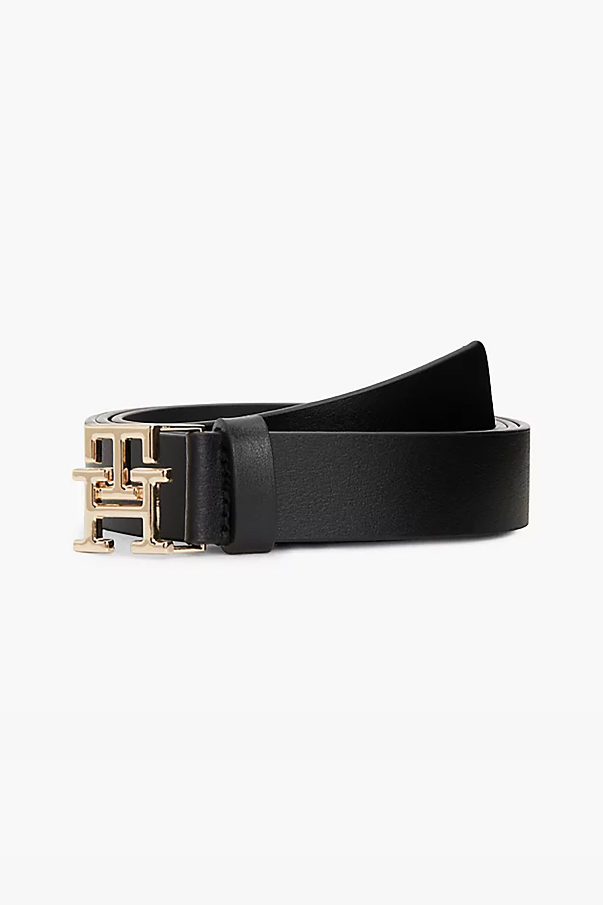 Tommy Hilfiger γυναικεία δερμάτινη ζώνη με μεταλλικό monogram - AW0AW17496 Μαύρο