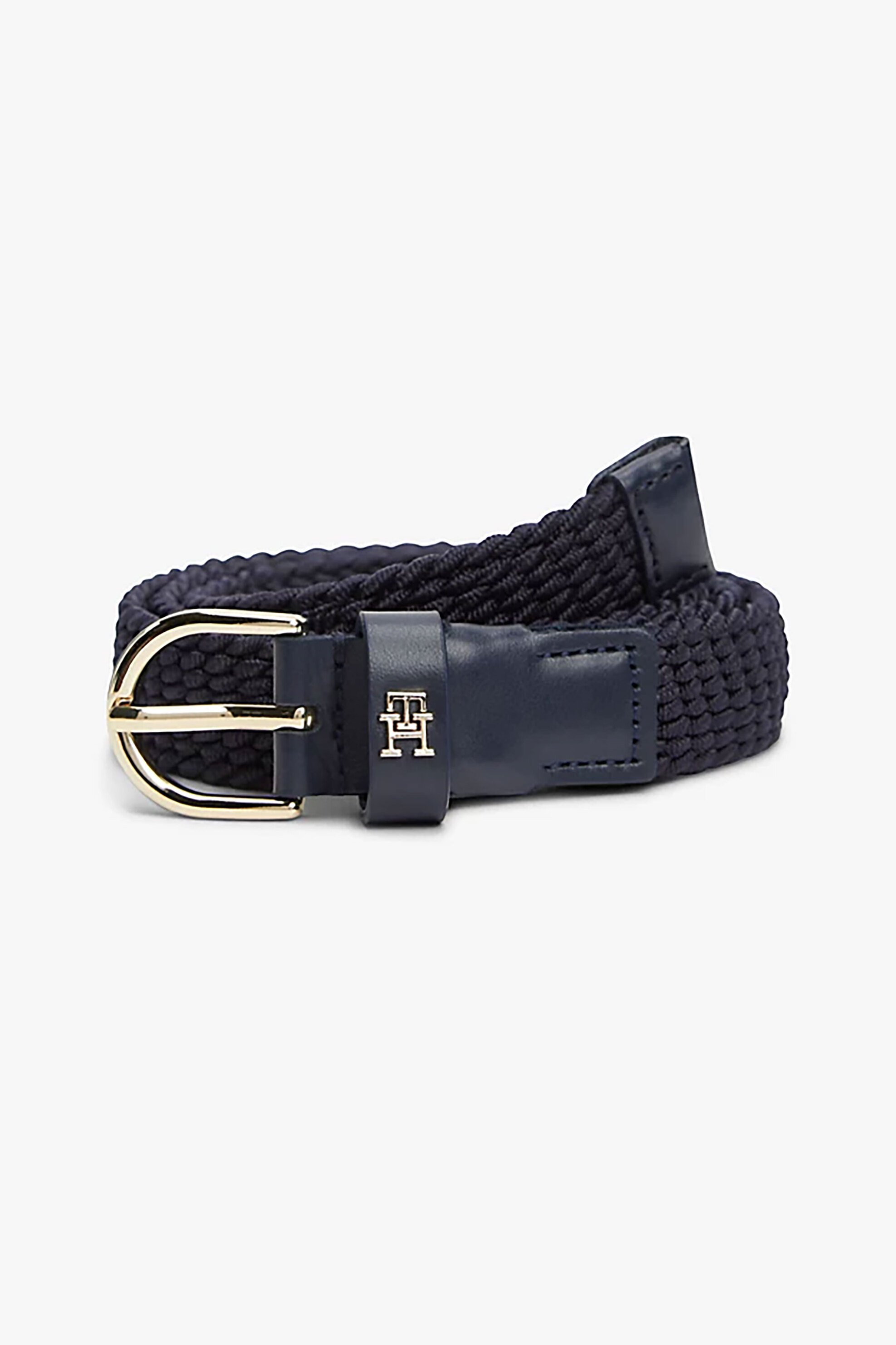 Tommy Hilfiger γυναικεία ζώνη με μεταλλικό monogram και πλεκτό σχέδιο - AW0AW17973 Σκούρο Μπλε