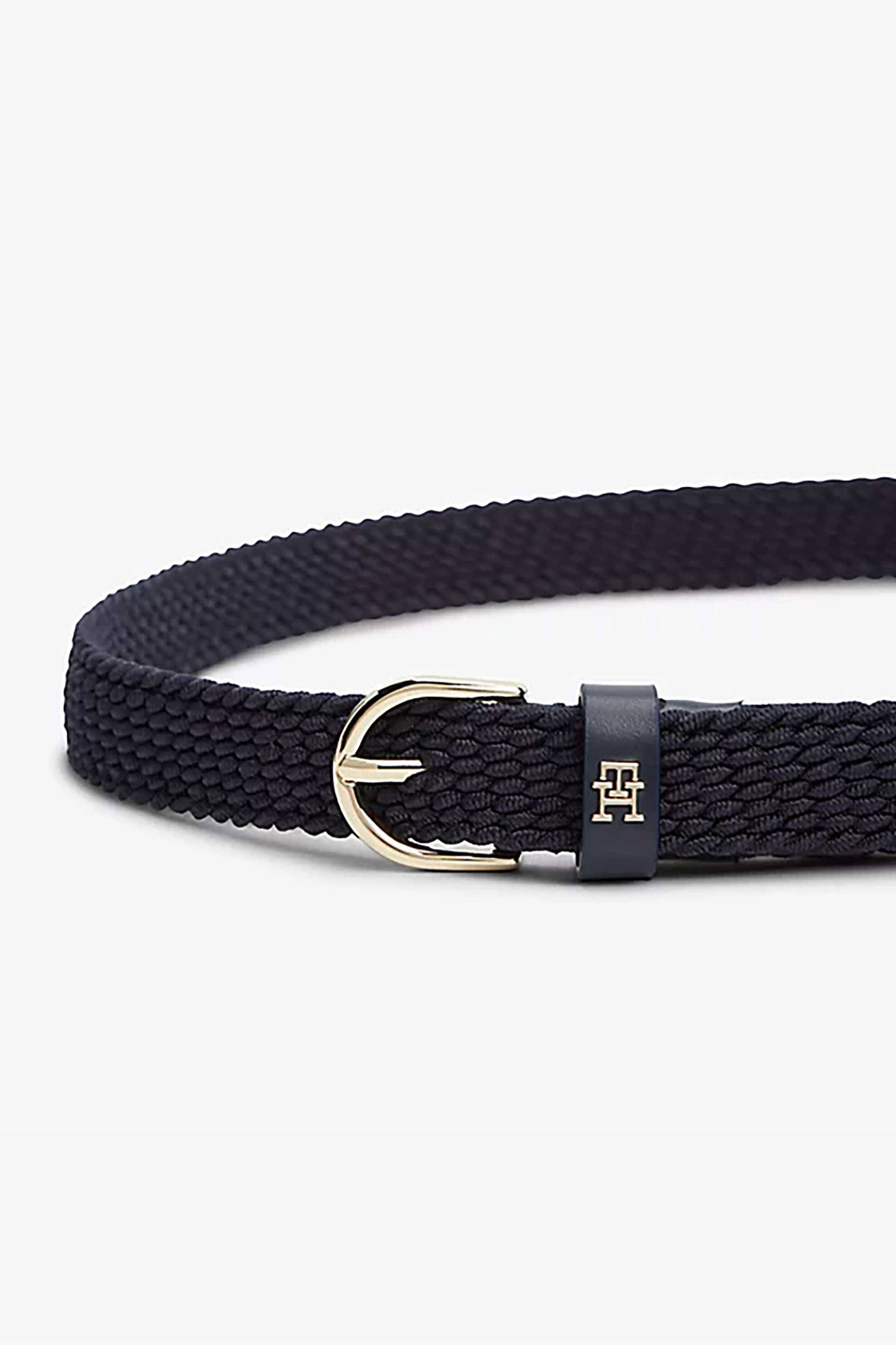Tommy Hilfiger γυναικεία ζώνη με μεταλλικό monogram και πλεκτό σχέδιο - AW0AW17973 Σκούρο Μπλε