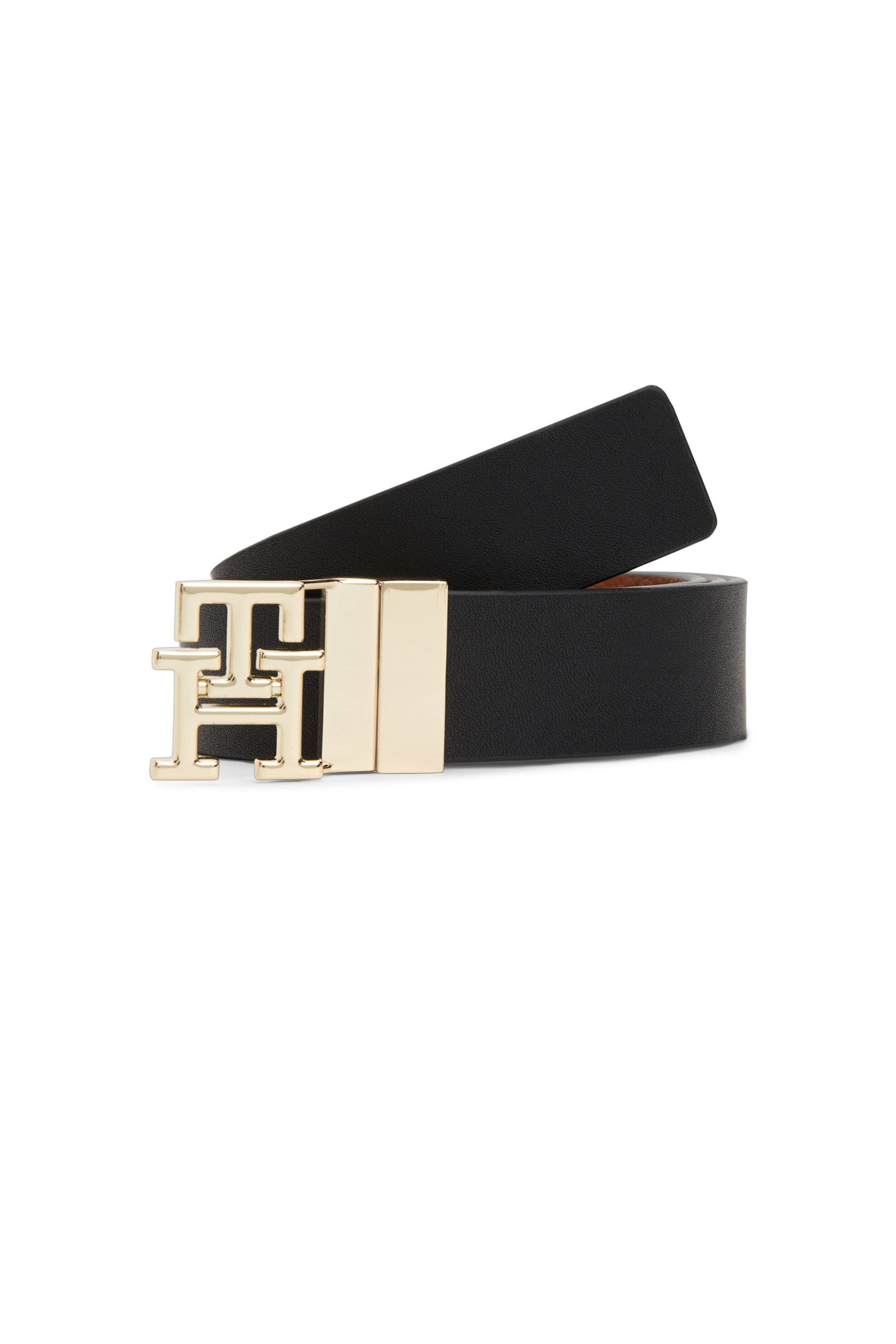 Tommy Hilfiger γυναικεία δερμάτινη ζώνη διπλής όψης με λογότυπο - AW0AW18691 Μαύρο