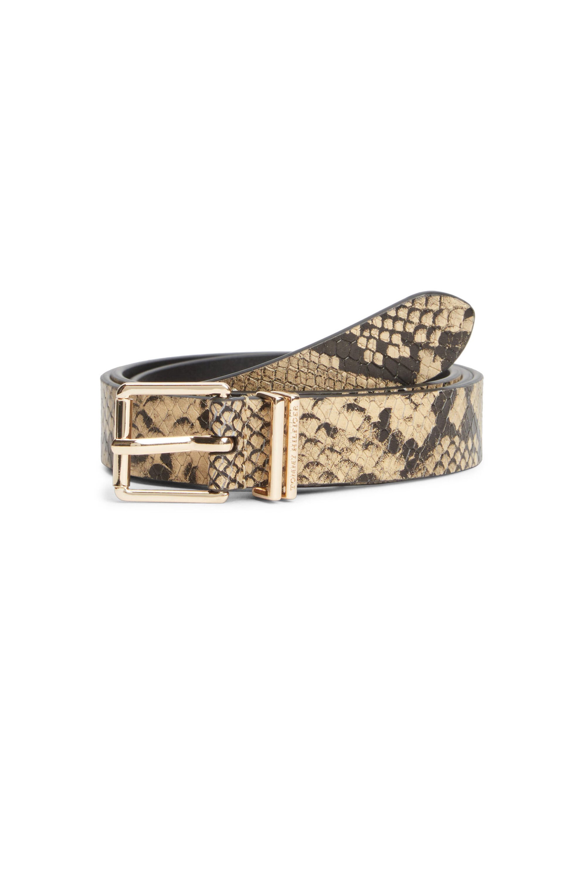 Tommy Hilfiger γυναικεία δερμάτινη ζώνη με snake print - AW0AW18918 Μπεζ