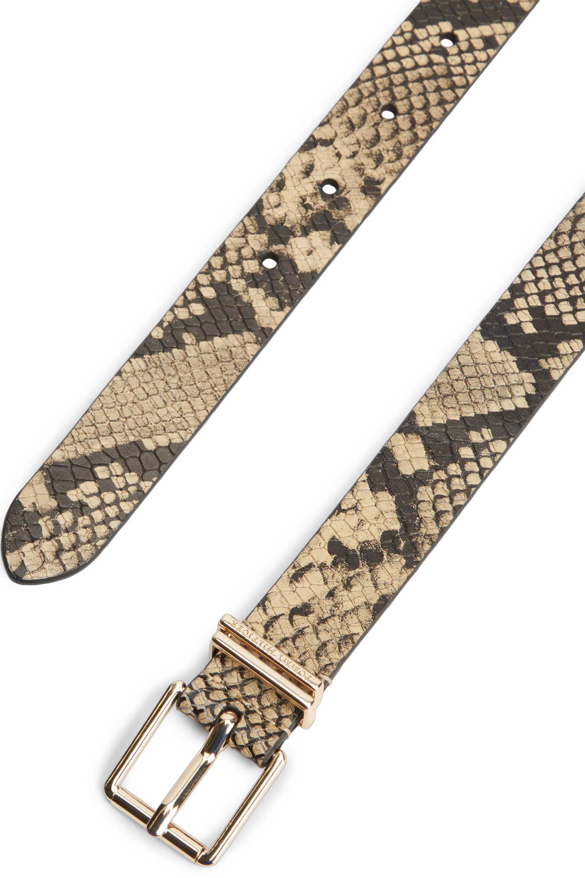 Tommy Hilfiger γυναικεία δερμάτινη ζώνη με snake print - AW0AW18918 Μπεζ