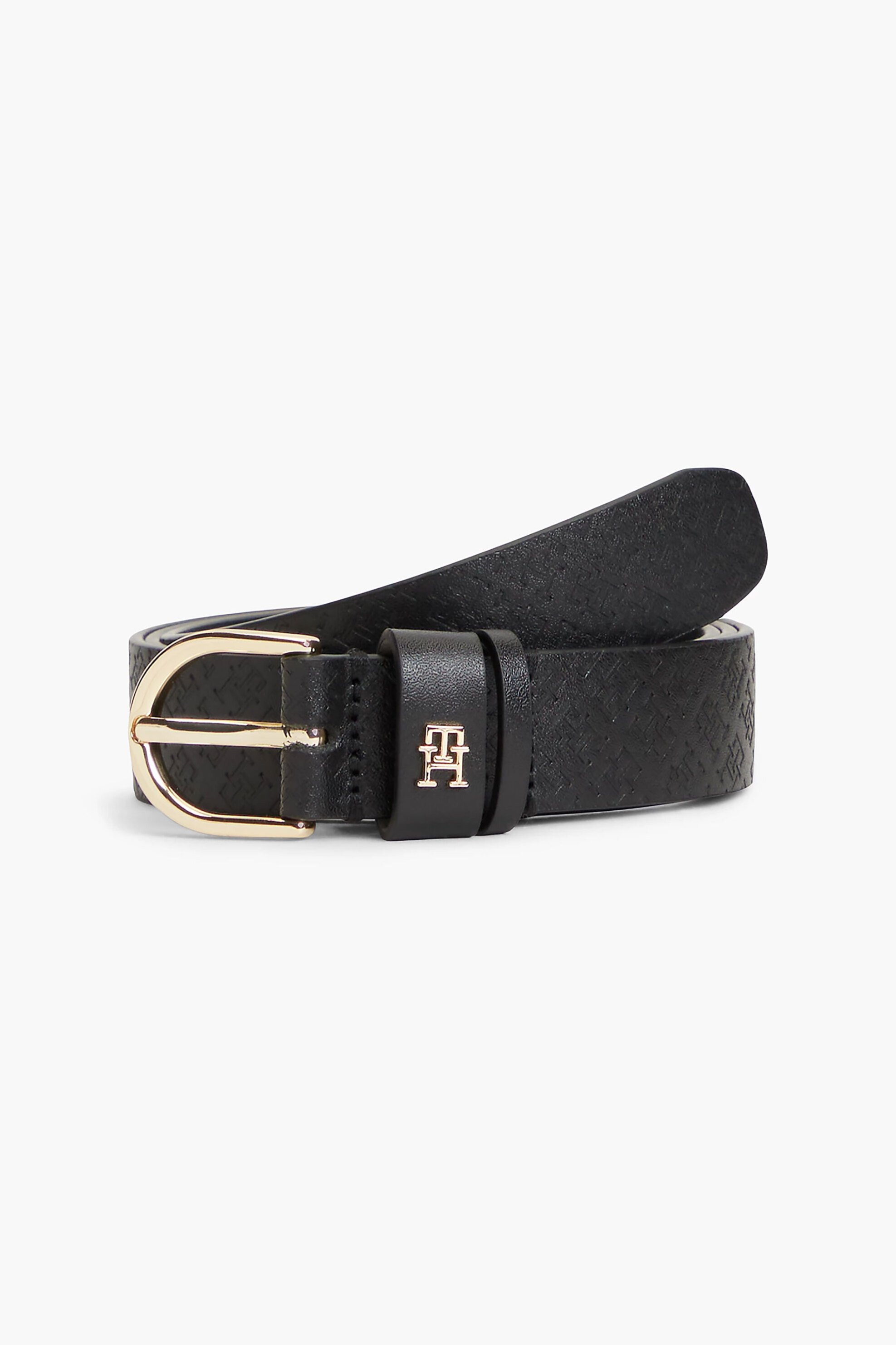 Tommy Hilfiger γυναικεία δερμάτινη ζώνη με all-over monogram - AW0AW18856 Μαύρο