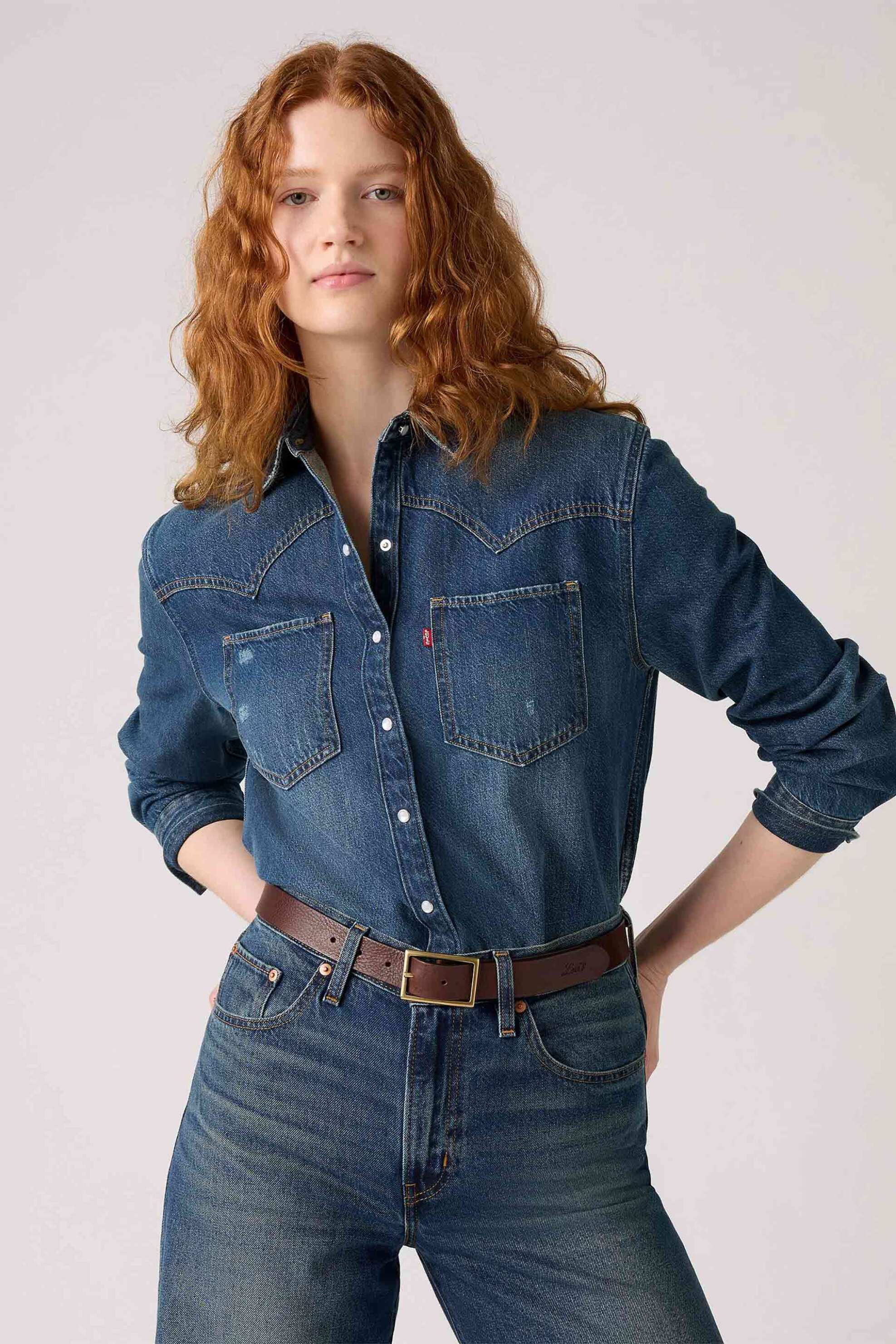 Levi's® γυναικεία ζώνη με μεταλλική αγκράφα - 004CH0001 Καφέ φωτογραφία
