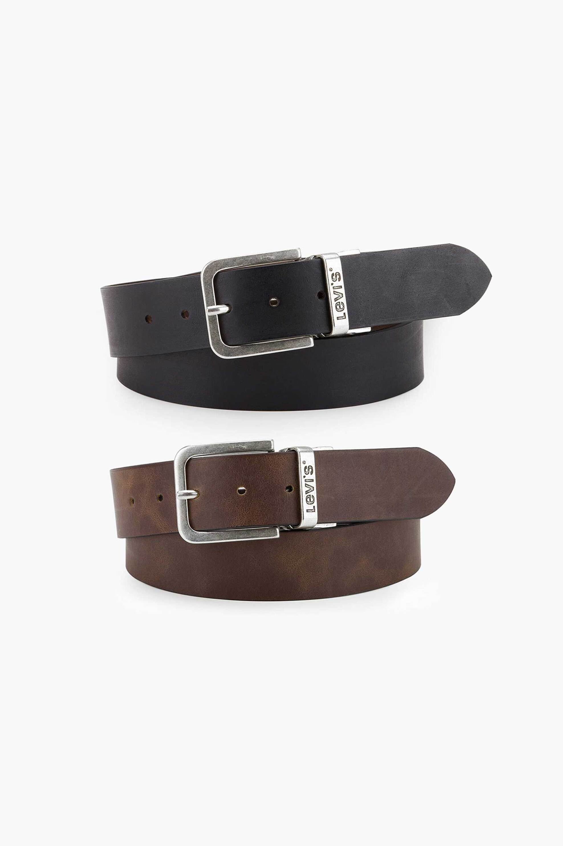 Levi's® ανδρική ζώνη διπλής όψης με μεταλλική αγκράφα - 771342086 Μαύρο - Καφέ