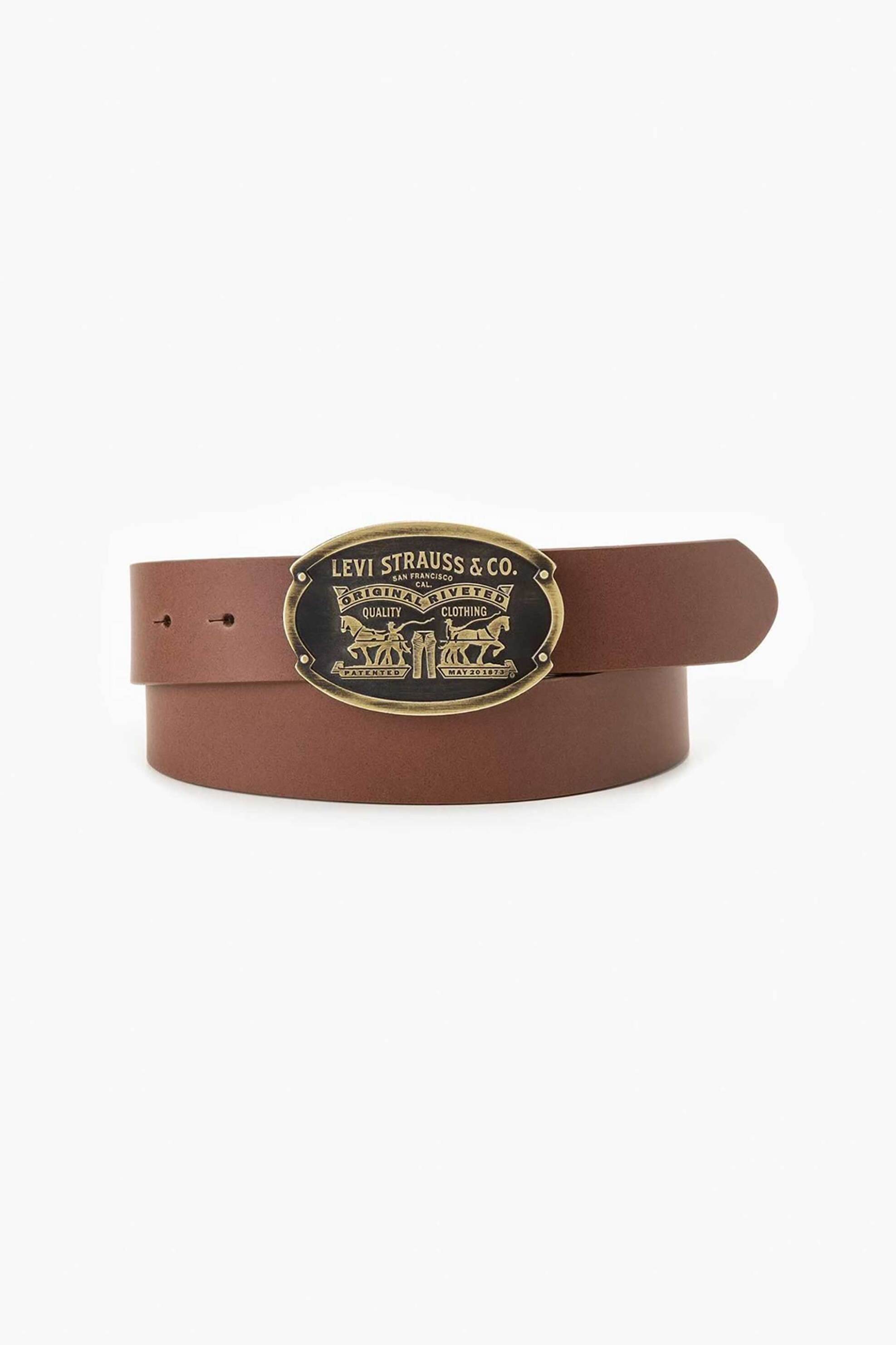 Levi's® ανδρική δερμάτινη ζώνη "Billy Plaque" - D78600001 Καφέ