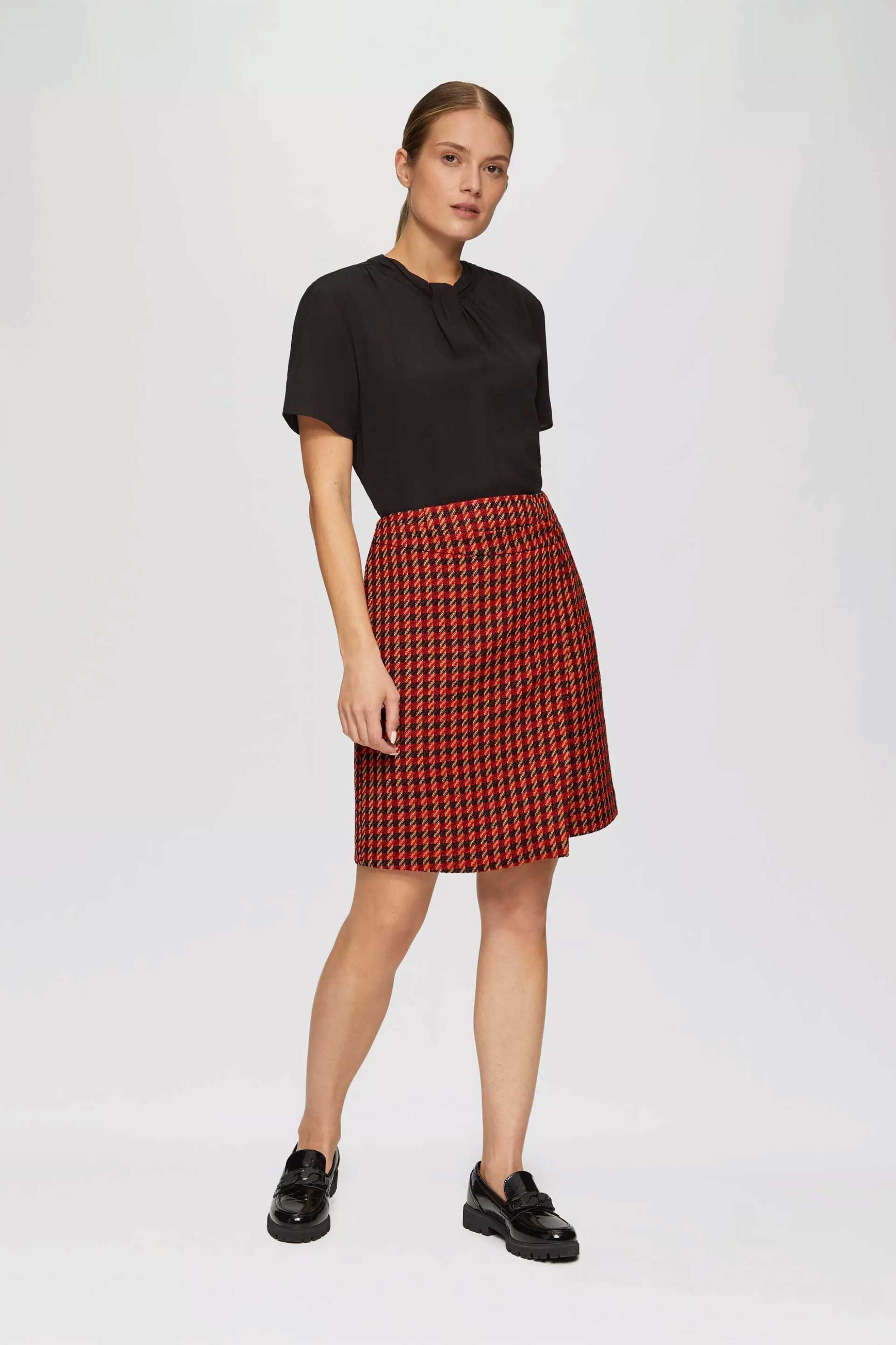 s. OLIVER s.Oliver γυναικεία mini φούστα wrap με houndstooth σχέδιο - SO2152119 Κόκκινο