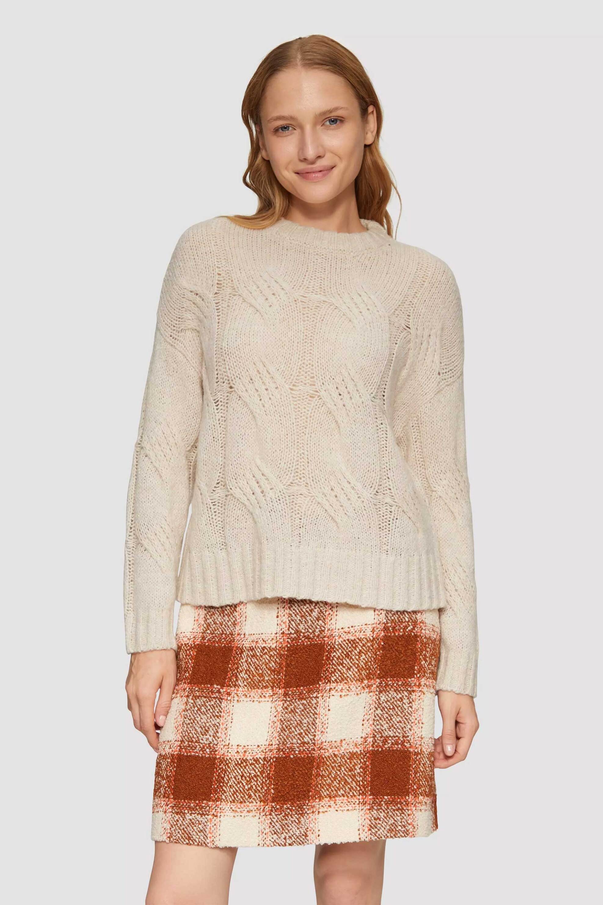 s. OLIVER s.Oliver γυναικεία πλεκτή μπλούζα με cable knit - SO2154175 Εκρού