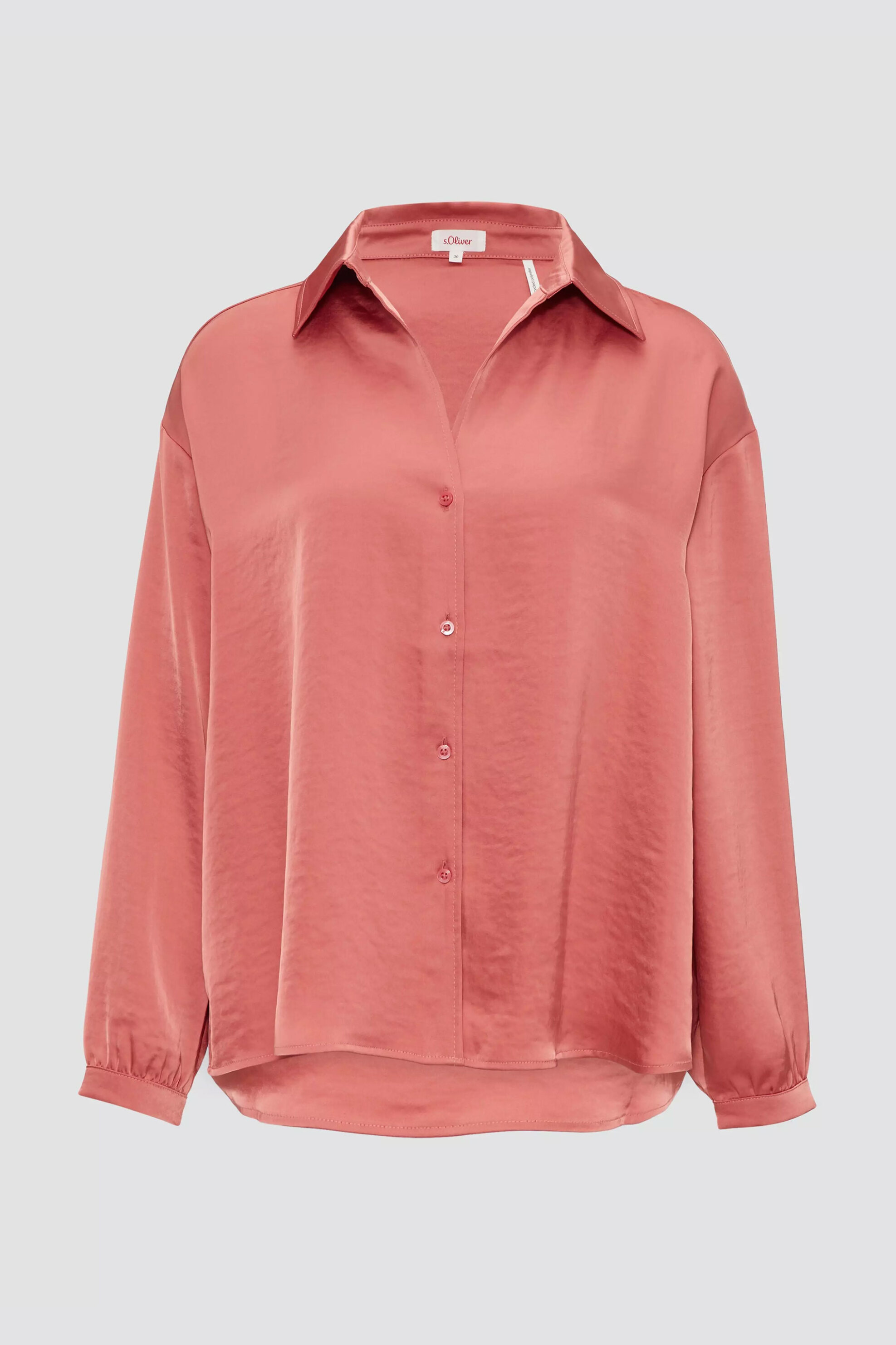 s.Oliver γυναικείο πουκάμισο μονόχρωμο σατέν - SO2154301 Κοραλί φωτογραφία