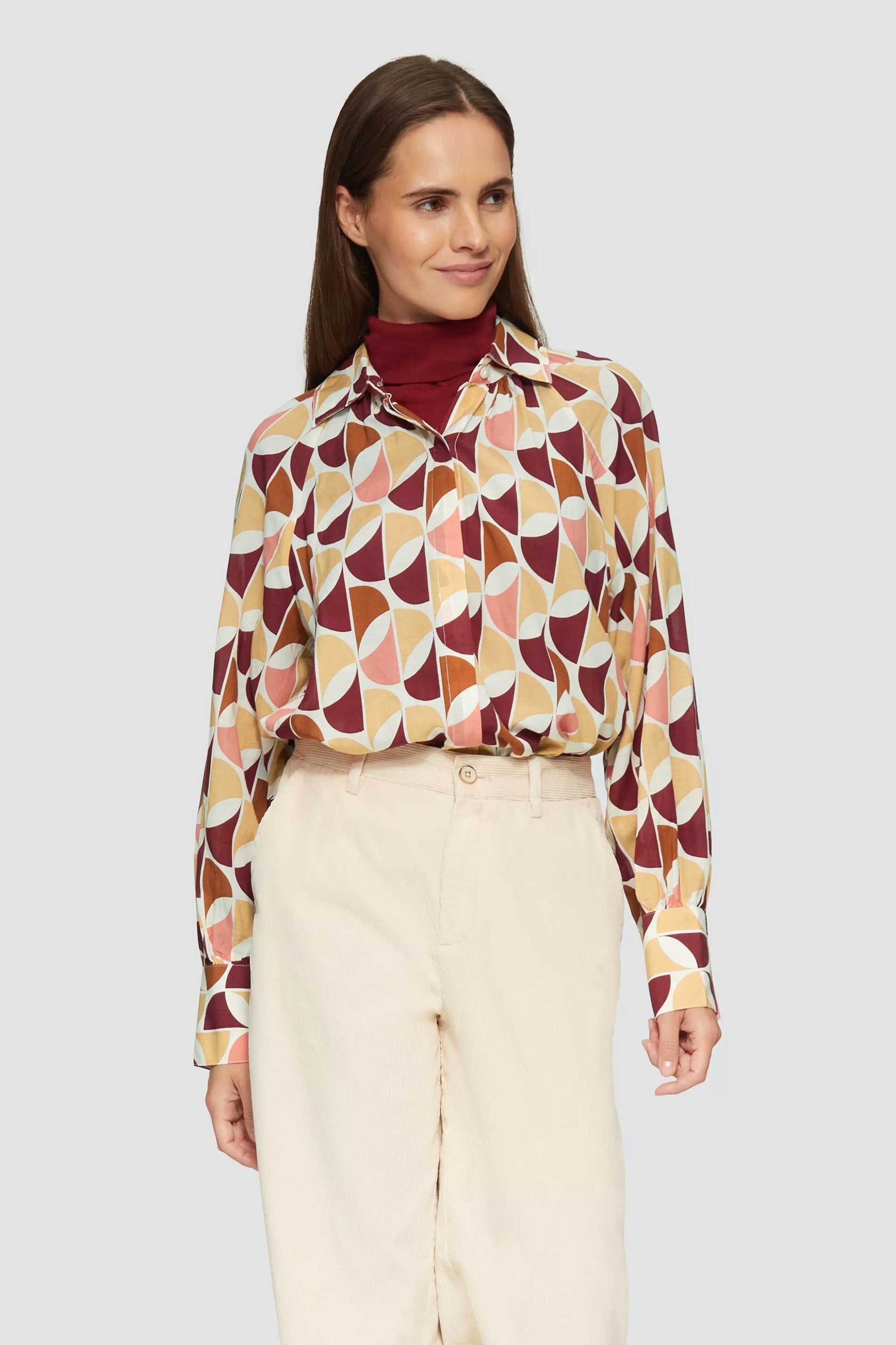 s.Oliver γυναικείο πουκάμισο με γεωμετρικό σχέδιο - SO2154395 Εκρού