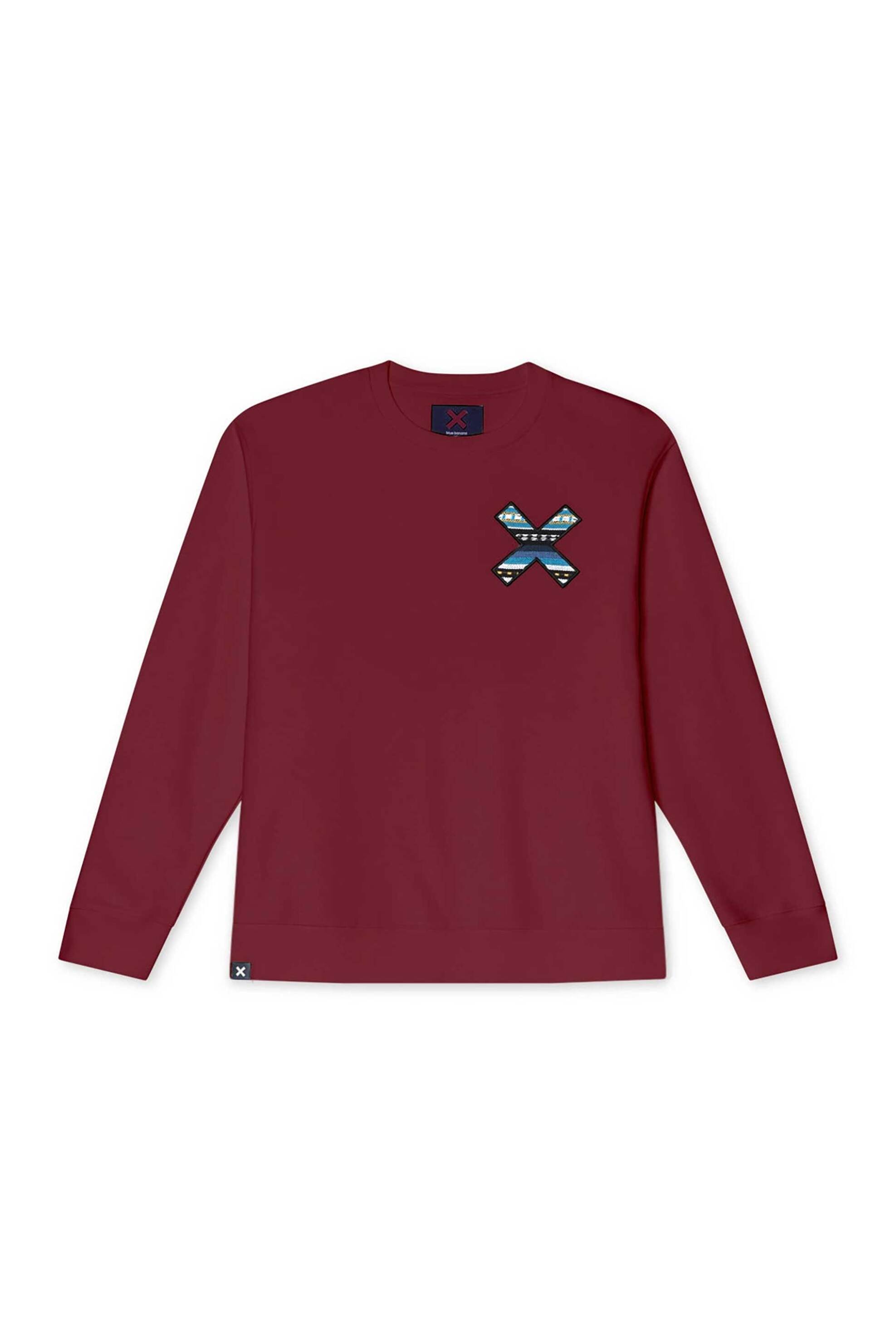 BLUE BANANA Blue Banana unisex μπλούζα φούτερ με κεντημένο print "X" - 11B00/FW25 Μπορντό