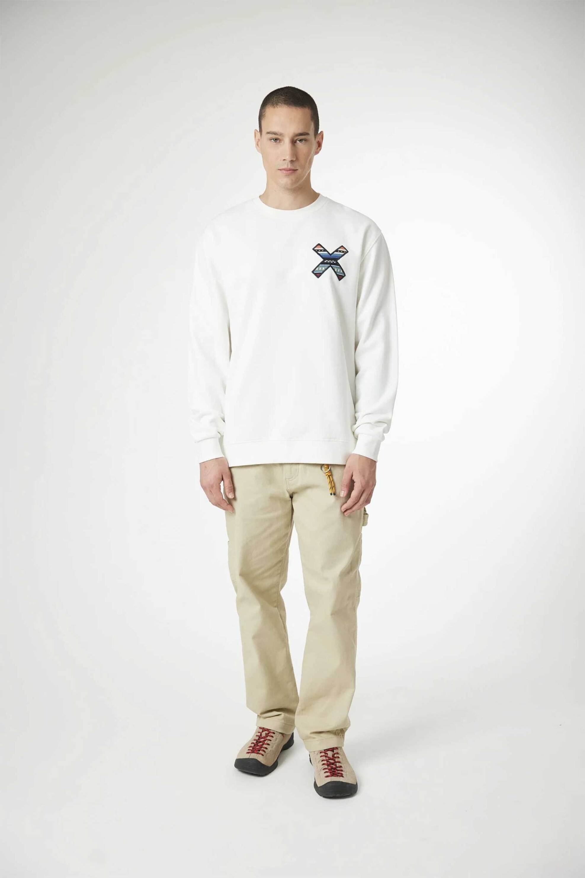 Blue Banana unisex μπλούζα φούτερ με κεντημένο print "X" - 11C00/FW25 Λευκό φωτογραφία