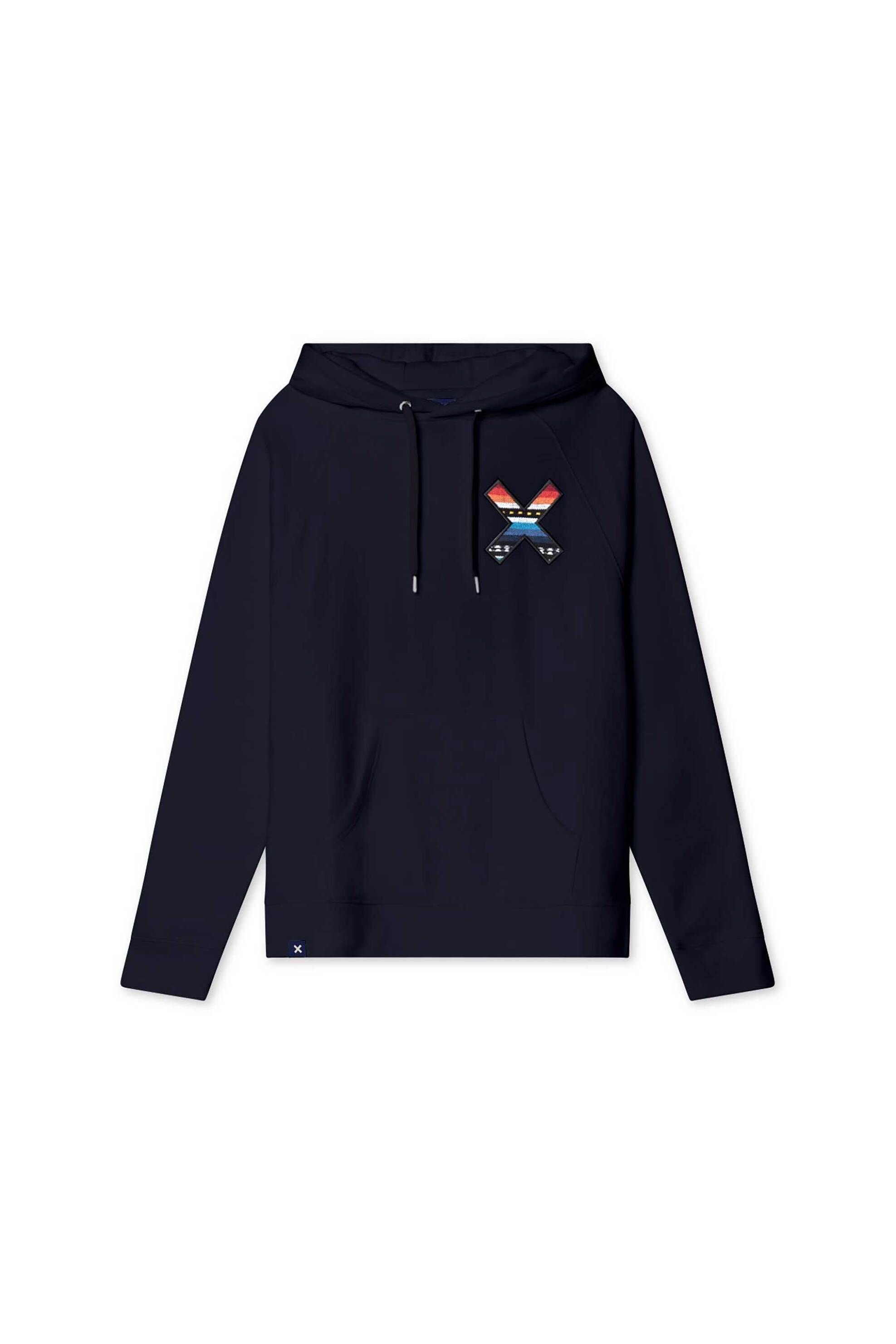 BLUE BANANA Blue Banana unisex μπλούζα φούτερ με κουκούλα και κεντημένο print "X" - 44A00/FW25 Σκούρο Μπλε