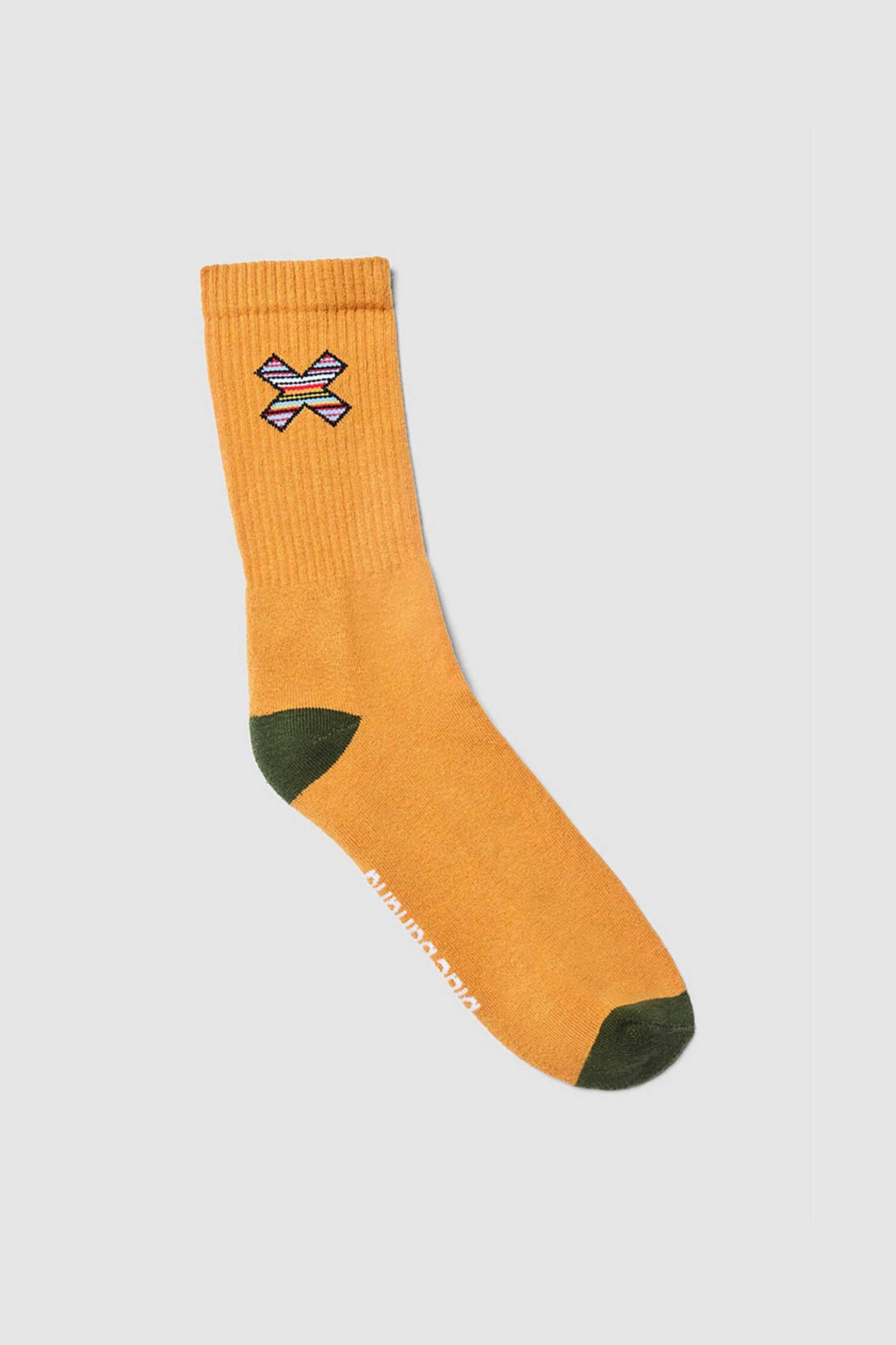 Blue Banana unisex μακριές κάλτσες με κεντημένο Χ και logo - AW25UA003CLAYL07/FW25 Μουσταρδί