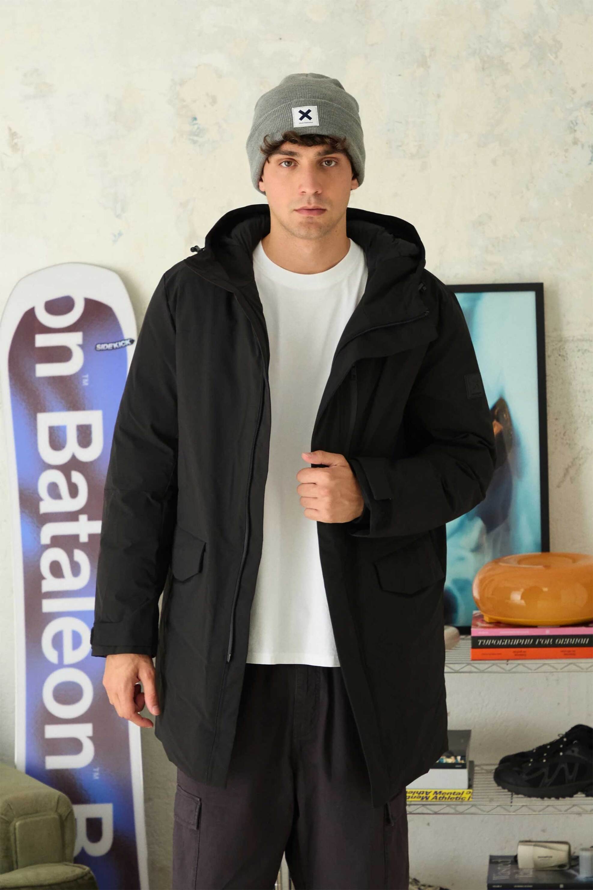 Blue Banana unisex παλτό με κουκούλα Regular Fit "Abyss" - AW25UG003ABYBK00/FW25 Μαύρο φωτογραφία