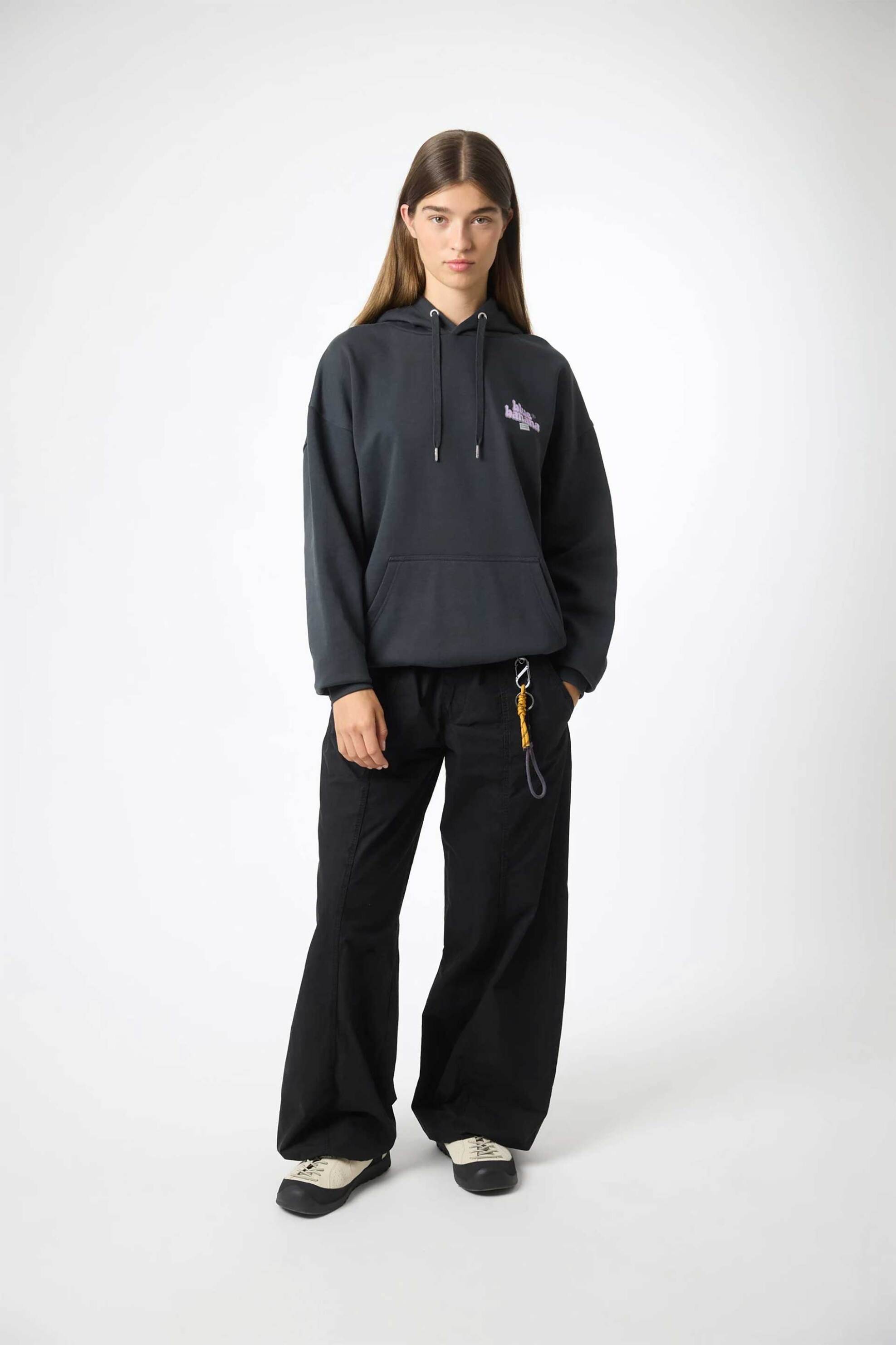 Blue Banana unisex μπλούζα φούτερ με κουκούλα και logo print "Hakuba" - AW25UG016HAUGY01/FW25 Ανθρακί φωτογραφία