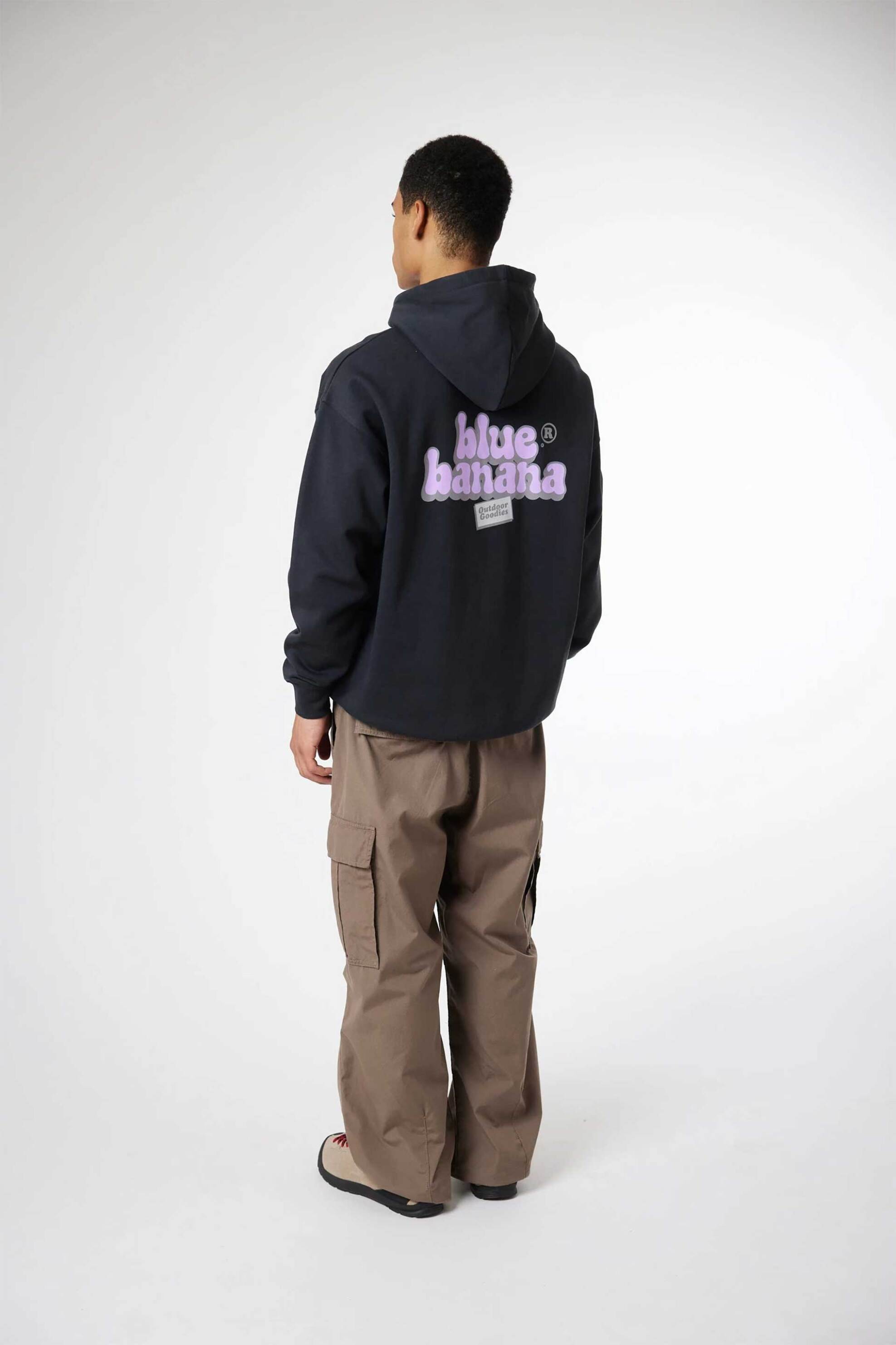 Blue Banana unisex μπλούζα φούτερ με κουκούλα και logo print "Hakuba" - AW25UG016HAUGY01/FW25 Ανθρακί φωτογραφία