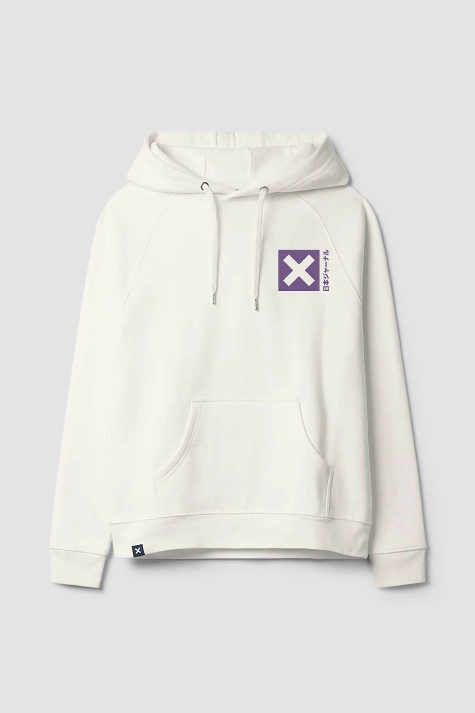 Blue Banana unisex μπλούζα φούτερ με κουκούλα και κεντημένo Χ "Nature" - AW25UG016NATWH01/FW25 Λευκό