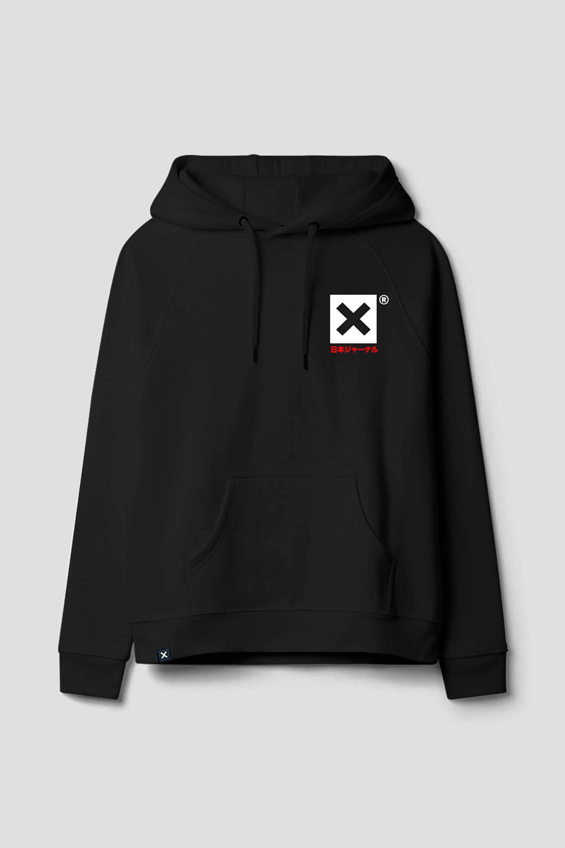 Blue Banana unisex μπλούζα φούτερ με κουκούλα και κεντημένo Χ "Ontake" - AW25UG016ONTBK00/FW25 Μαύρο