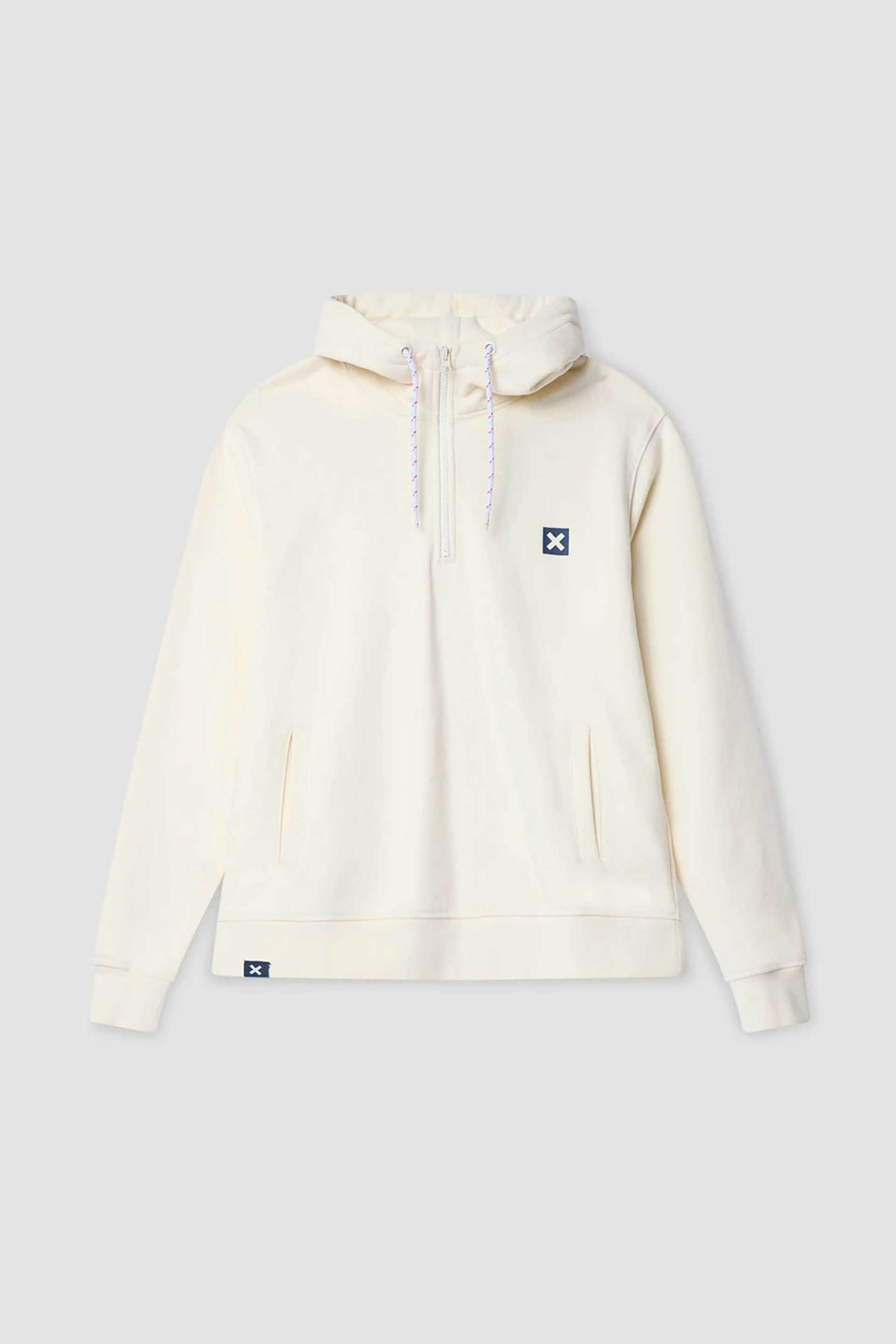 Blue Banana unisex μπλούζα φούτερ με κεντημένο Χ και κουκούλα "Island" - AW25UG018ISLWH02/FW25 Κρέμ